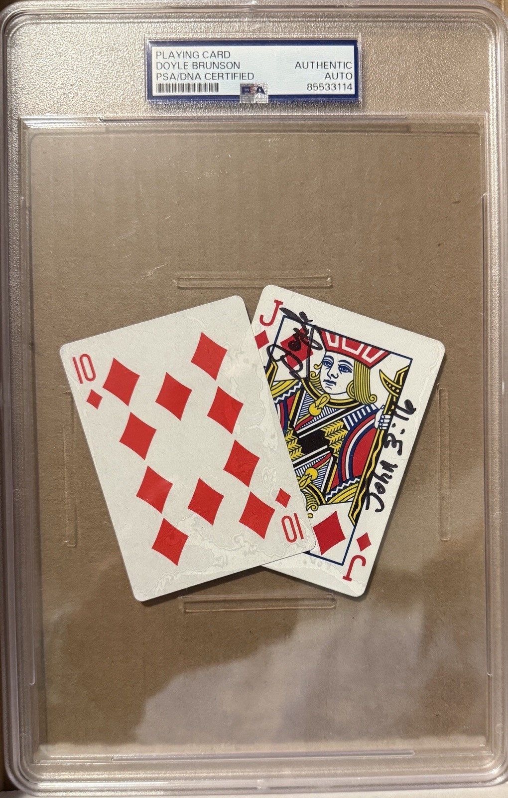Doyle Brunson Signed Auto Jack 10 of Diamonds Playing Card PSA/DNA AUTO Poker