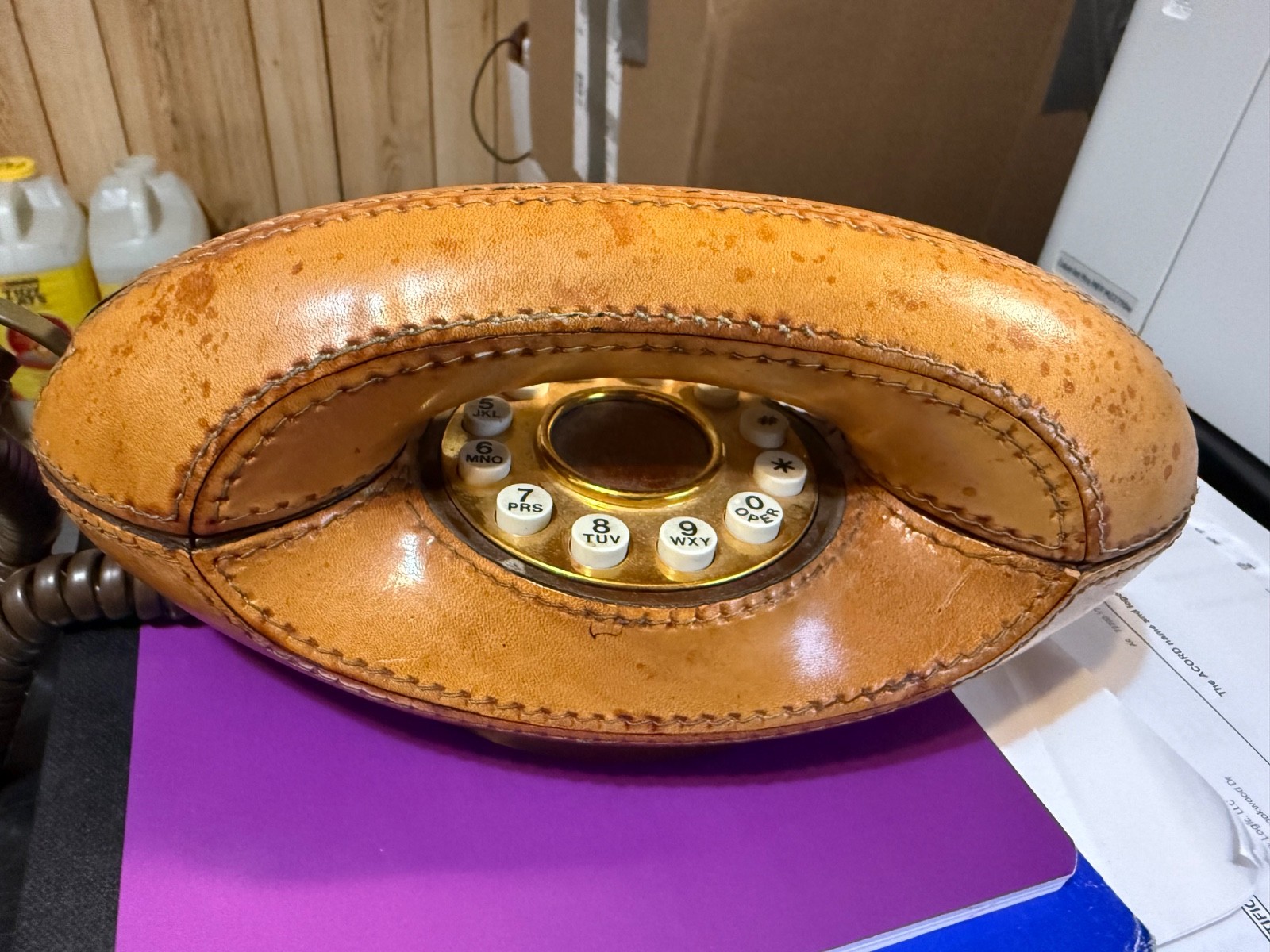 Vintage Genie  Telephone  1960-1970- Leather Wrapped