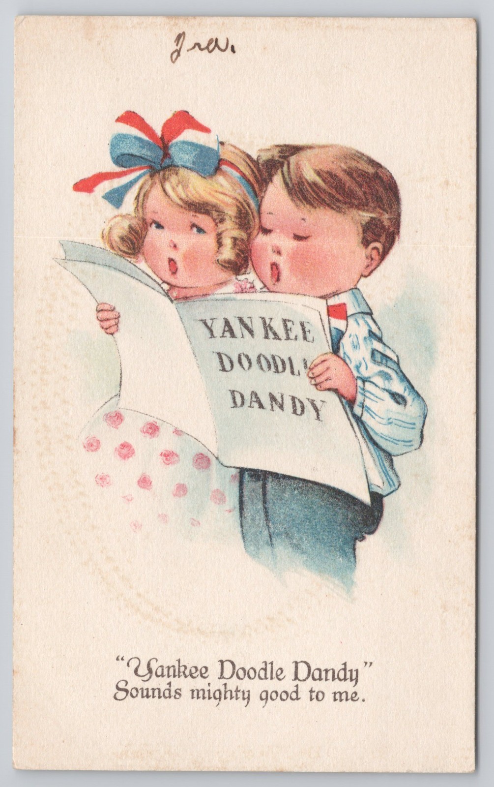 1910s Antique Patriotic Kids Postcard 