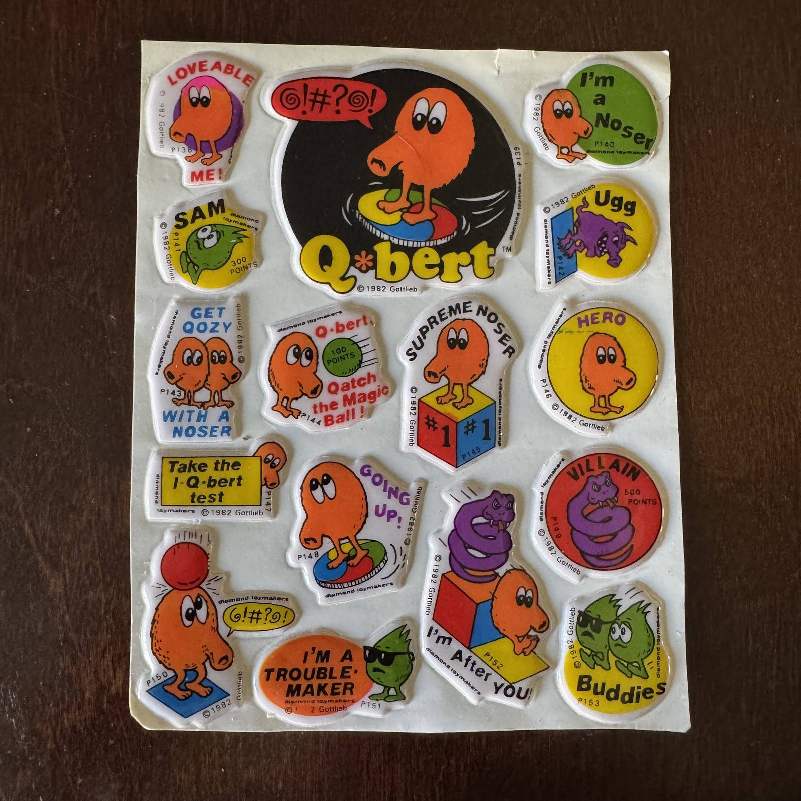 Vintage 1982 Gottlieb Q*bert Puffy Sticker Sheet Arcade Video Game Unused READ