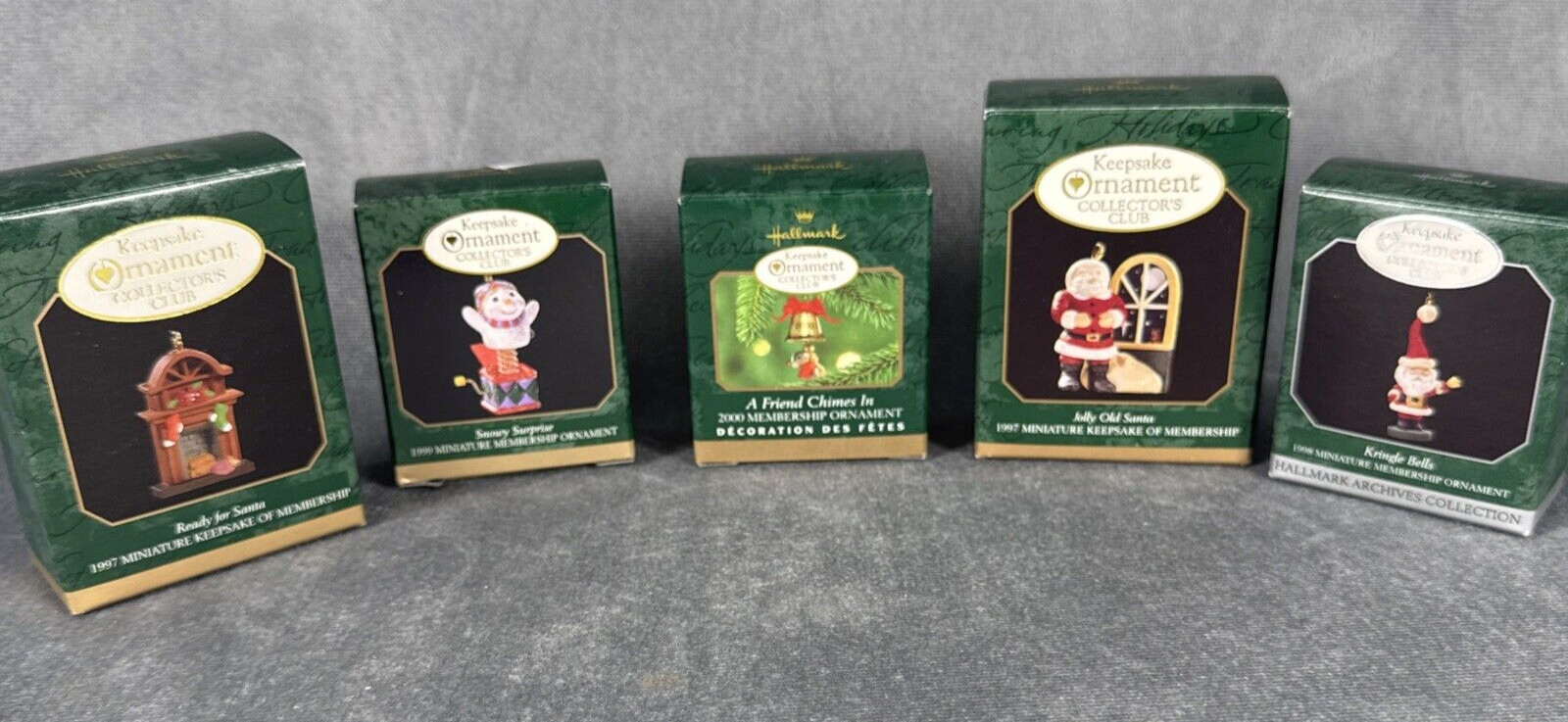 Lot of 5 Hallmark Keepsake Ornaments (1997-2000) Collector\'s Club - In Boxes