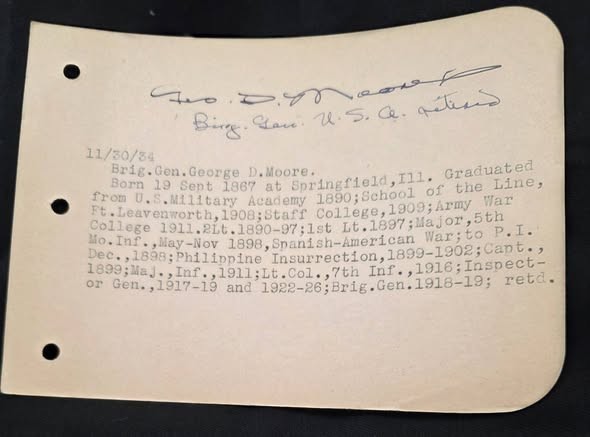 AUTOGRAPH --  Brigadier General George Davis Moore --WW1