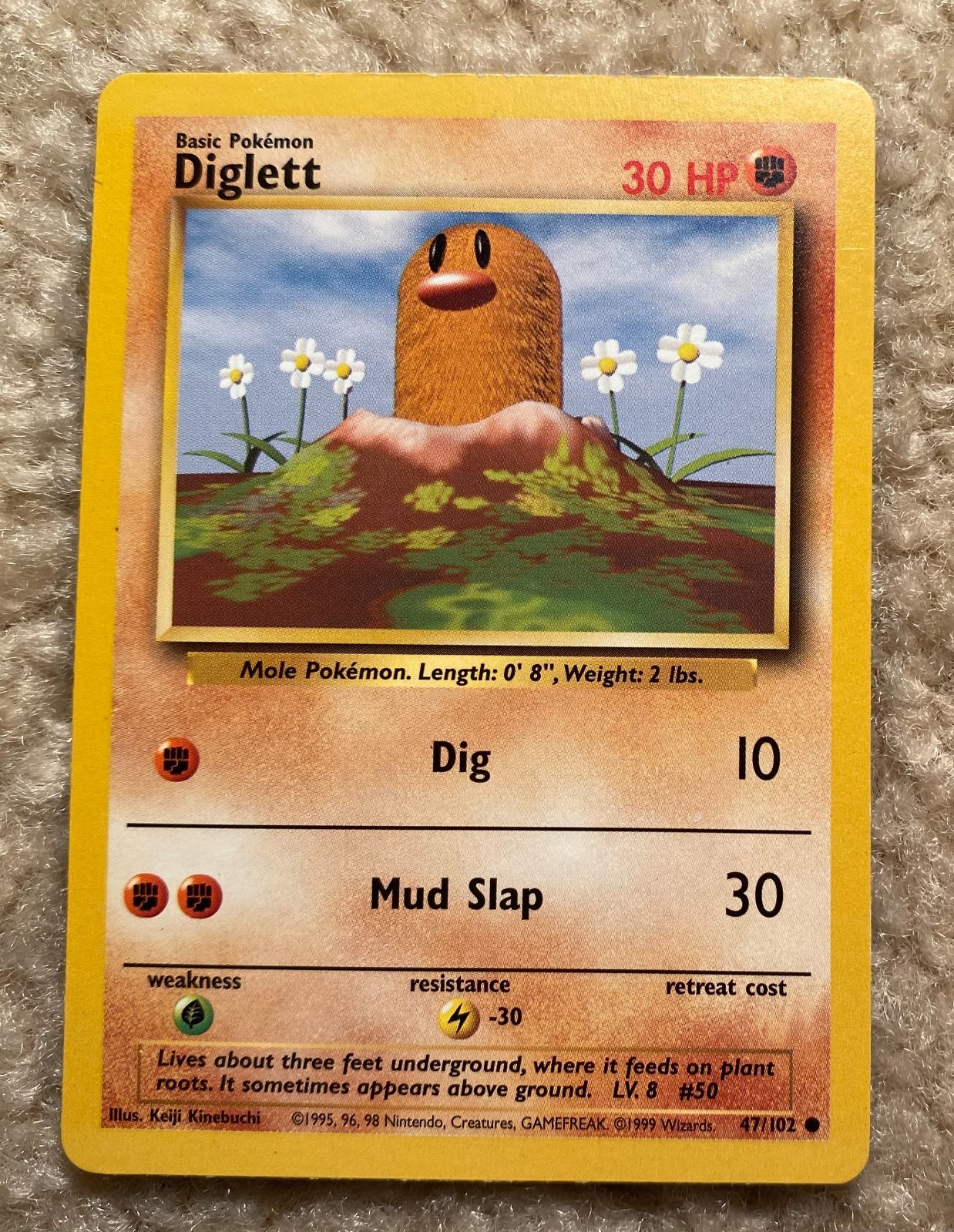 Pokemon Card Diglett # 47/102 Near Mint 1999 Base Set