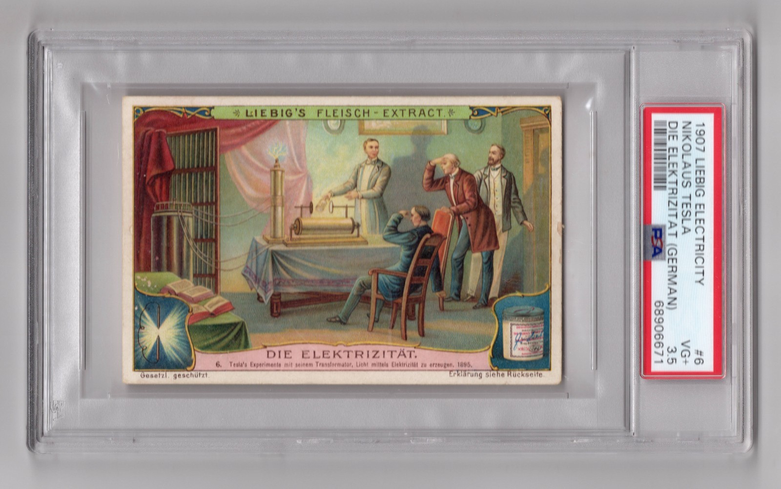 PSA 3.5 NIKOLA TESLA 1907 LIEBIG Electricity Card #6 GERMAN