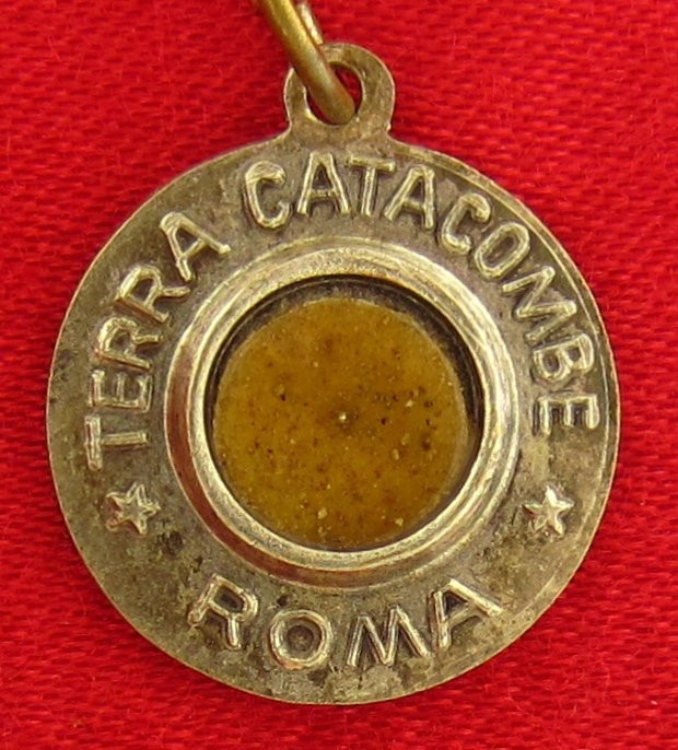Vintage CATACOMBS Relic Medal SAINT CECILIA Religious Catholic CATACOMBS OF ROME