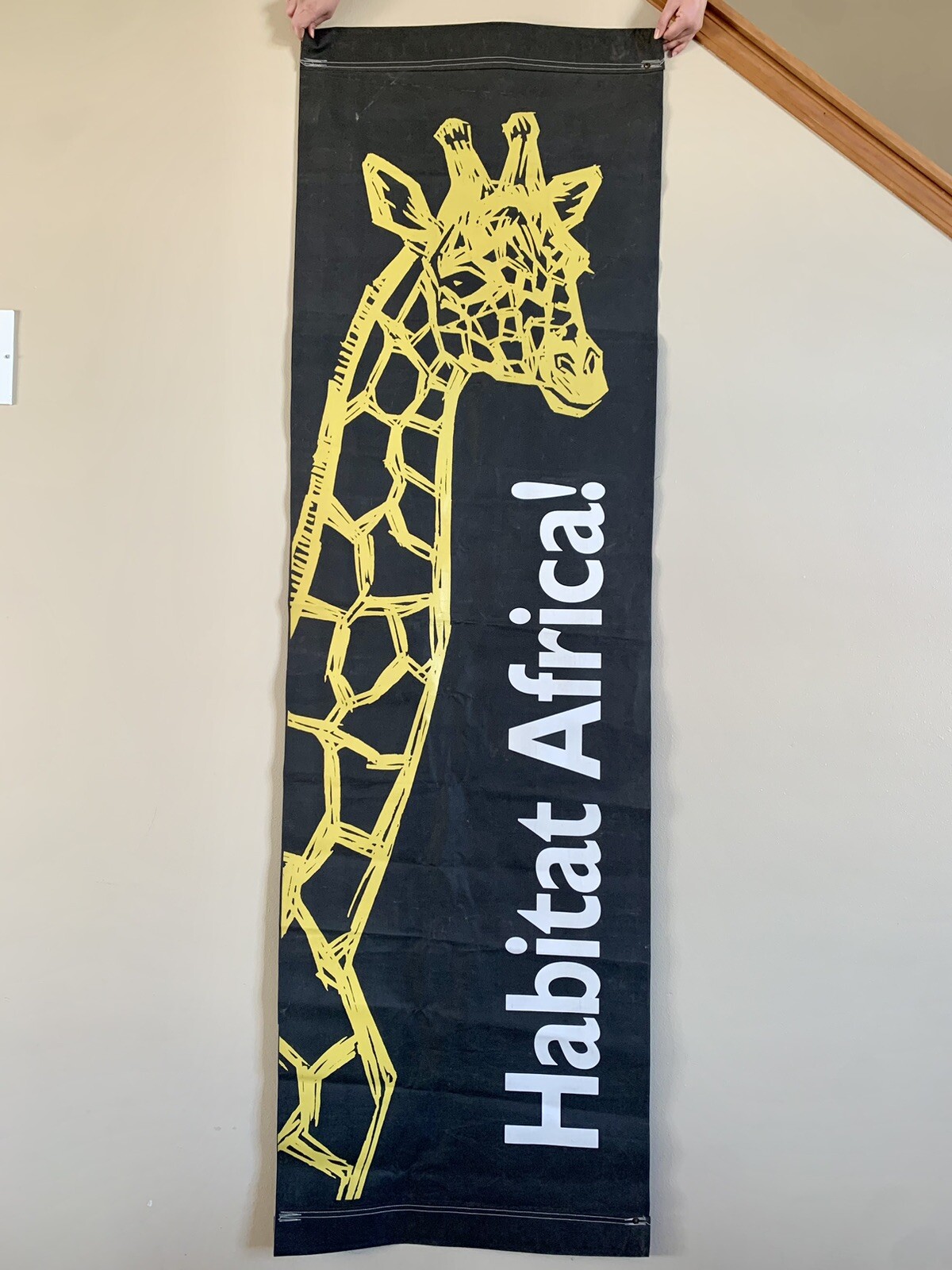 Retired Huge Original Brookfield Zoo Canvas Pole Banner Habitat Africa Giraffe