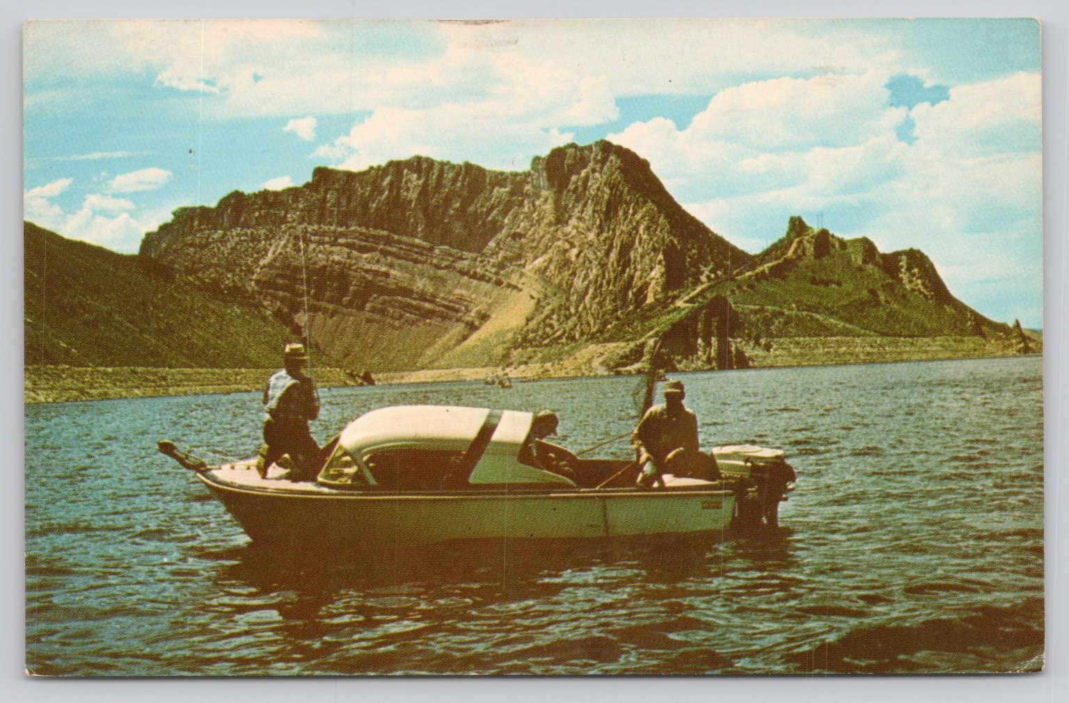 Flaming Gorge Reservoir Utah Wyoming Boating Fishing Vintage Postcard 1969