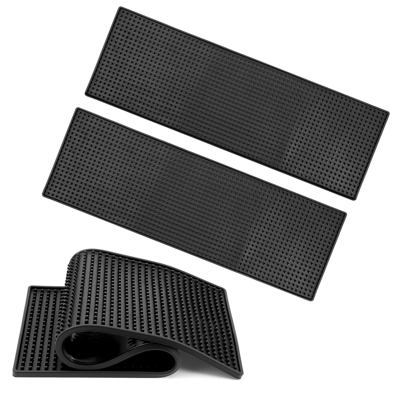 3 PCS 24 x 8 Inch Rubber Bar Mats, Non-Slip Serving Spill Mat with Raised Edg...