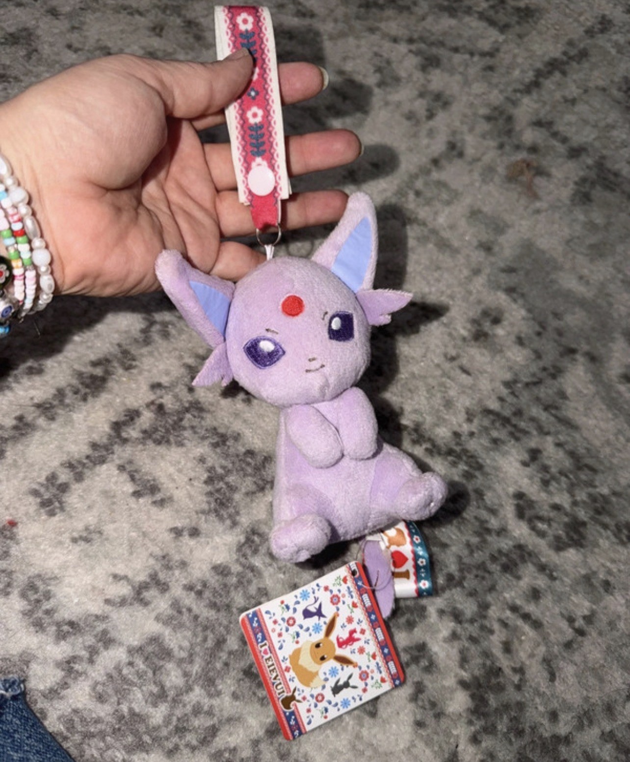 Pokemon Center Banpresto Espeon Plush Keychain \'I Heart Love\' Eevee Design Pokemon Center Banpresto Espeon Plush Keychain \'I Heart Love\' Eevee Design