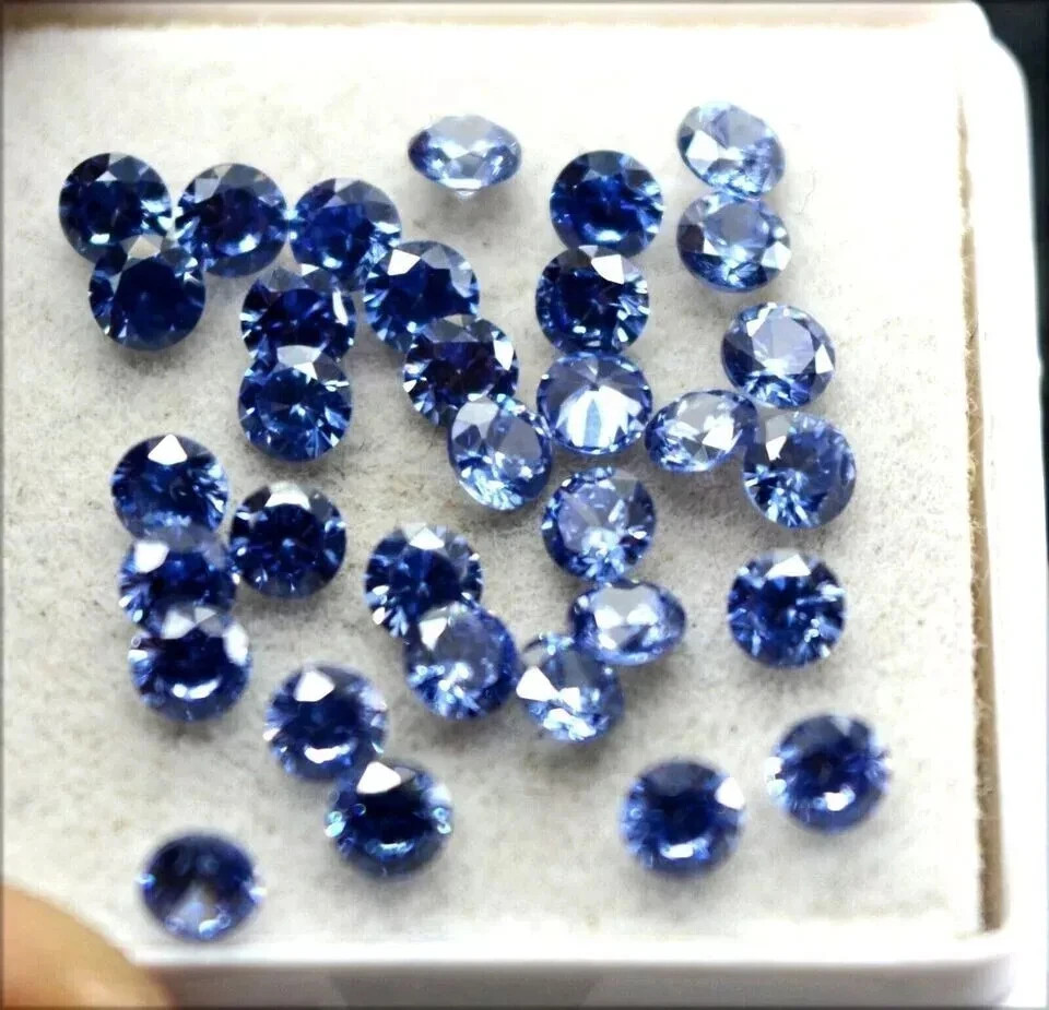 Natural Certified Ceylon Blue Sapphire Round Cut 6 mm 10 Pcs Loose Gemstone Lot