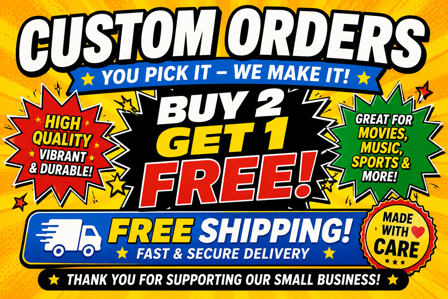 Custom Image 2x3 MAGNETS USA Made BUY 2 GET 1  Fridge Gift Present