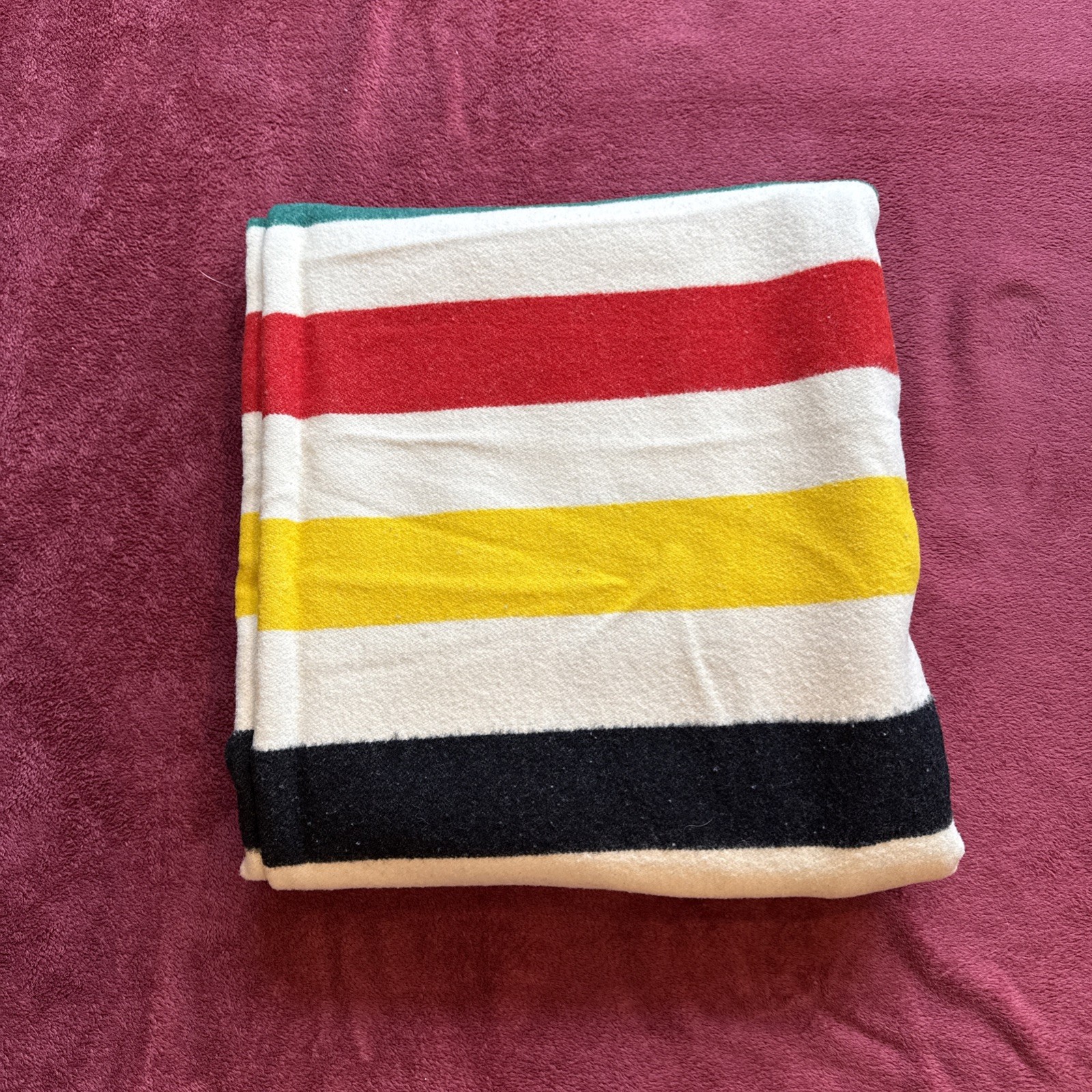 Vintage Glacier Park Pendleton Wool Striped Camp Blanket - 72 x 87”