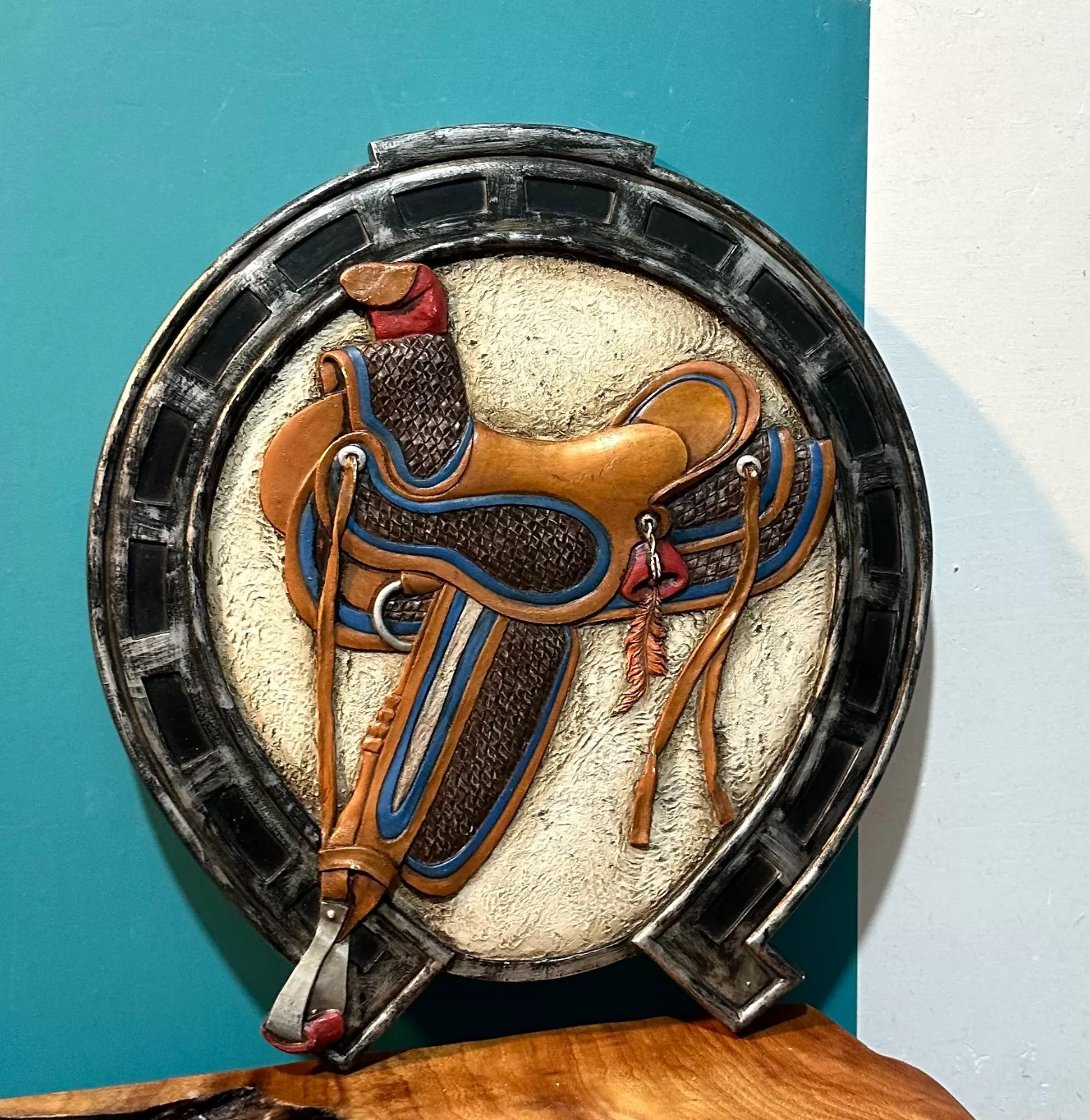 Western Horseshoe Saddle Wall Plaque Rustic Cowboy Ranch Farmhouse Decor