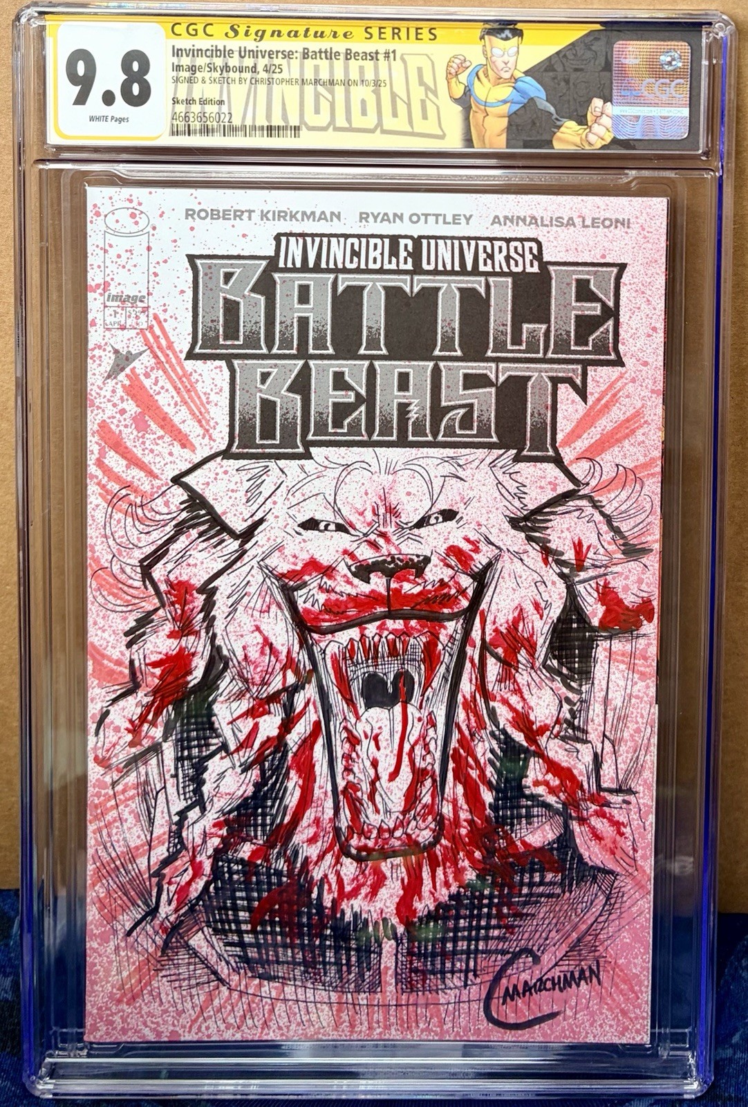 Invincible Universe: Battle Beast #1 Colored Sketch Cover CGC 9.8 Chris Marchman