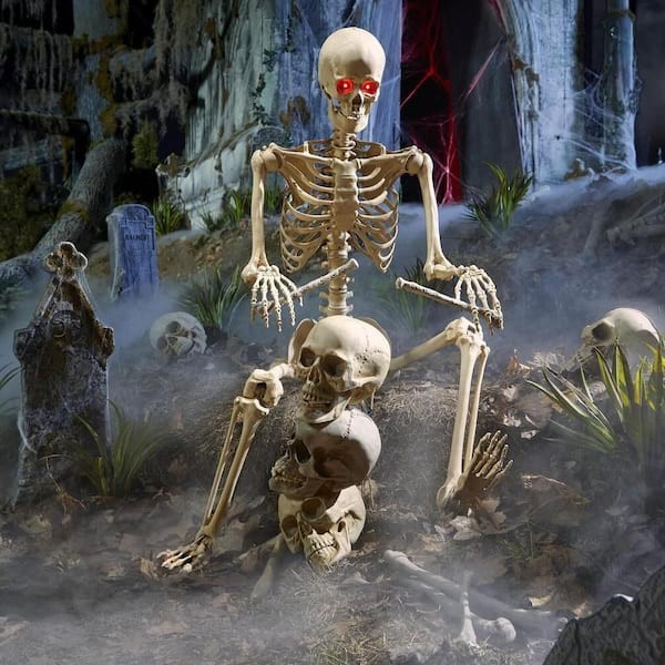 Home Accents Holiday 5 FT LED Pose-N-Stay Skeleton Halloween 5349-60272HD