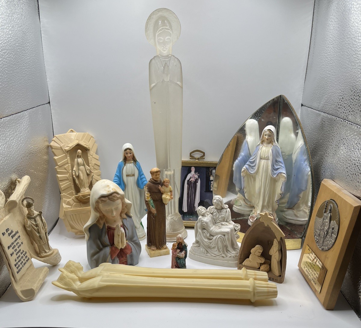 Lot of Vintage Religious Christian Statues and Plaques