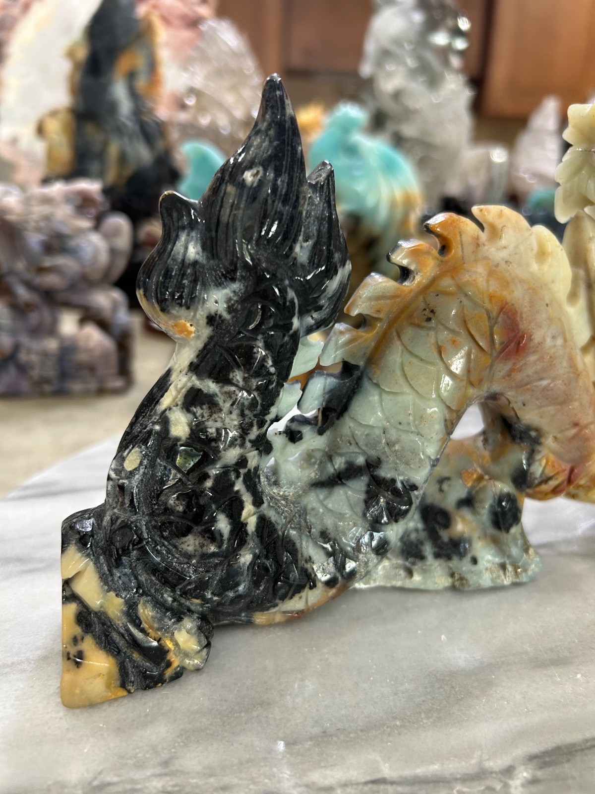 Amazonite Dragon hand carved very unique