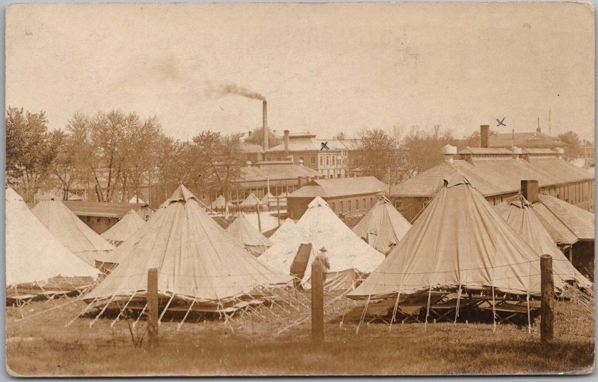 c1918 WWI Military RPPC Real Photo Postcard U.S. Army Base / Location Unknown