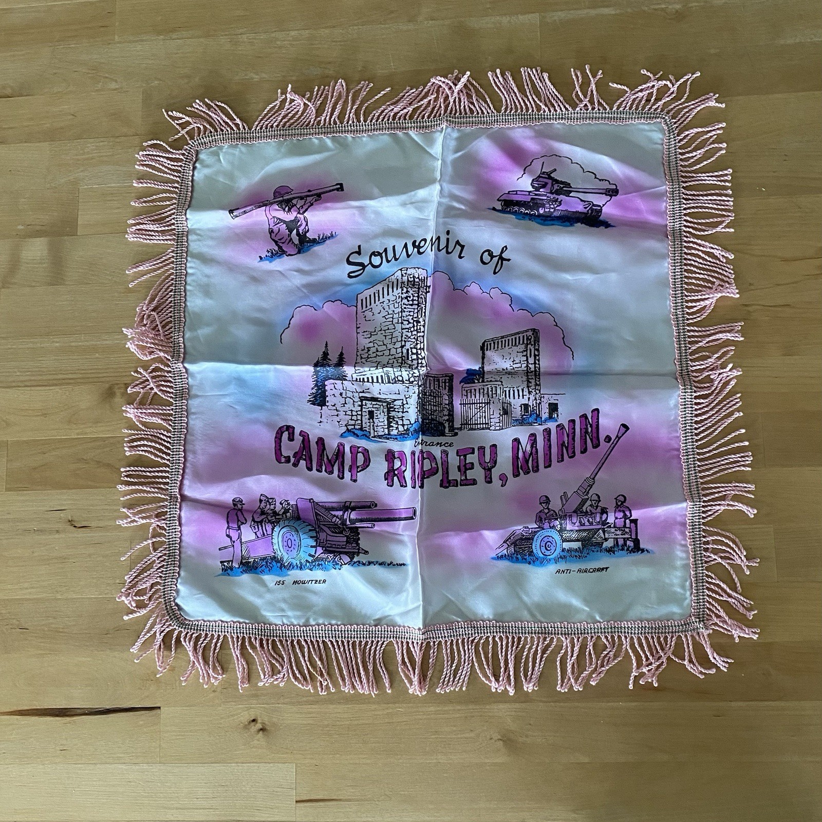 Vintage Military WWII , 1940\'s-1950\'s Camp Ripley, Minn Sweetheart pillow cover