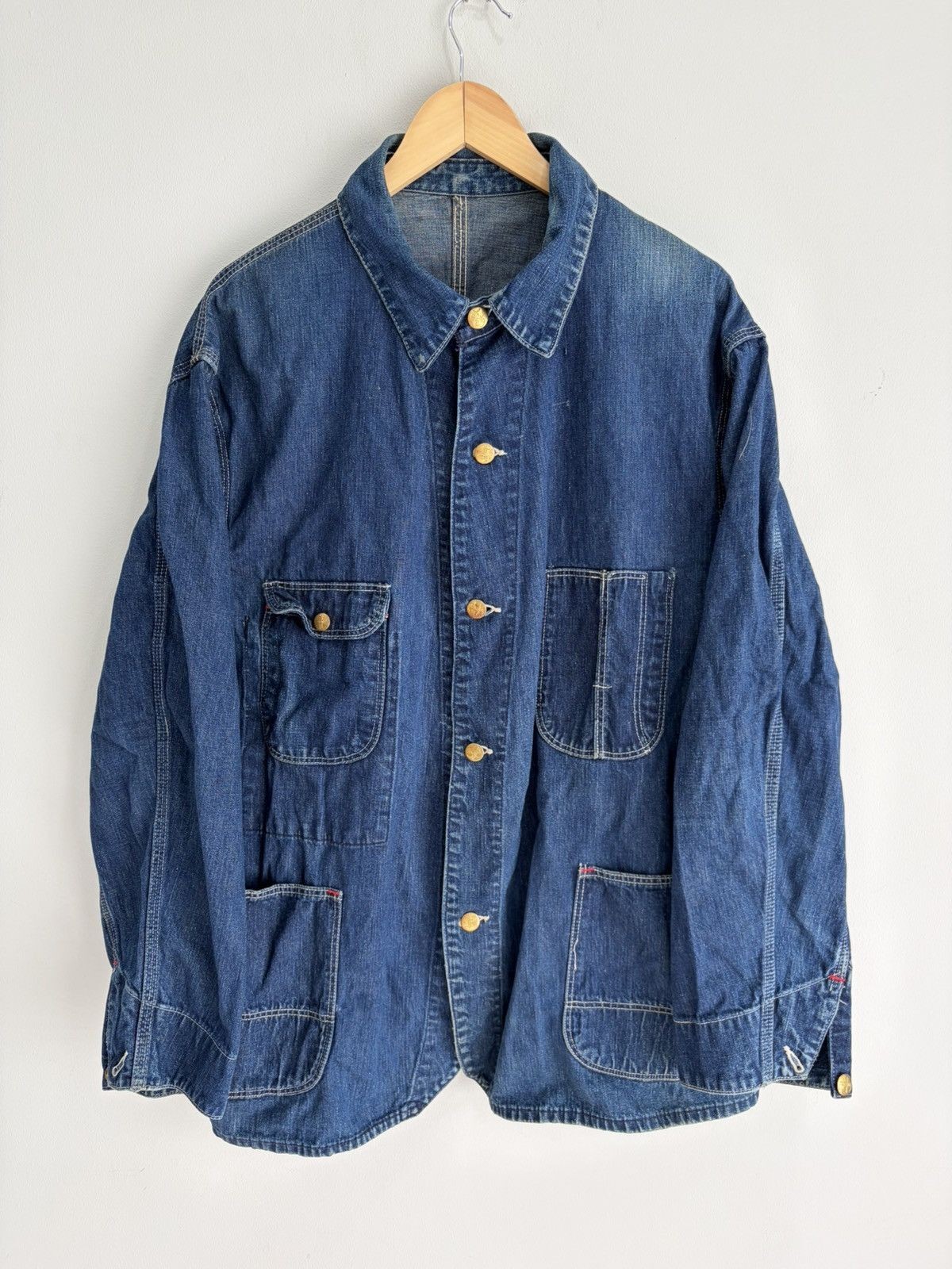 Vintage 1940s Denim Sanforized Chore Jacket workwear jean