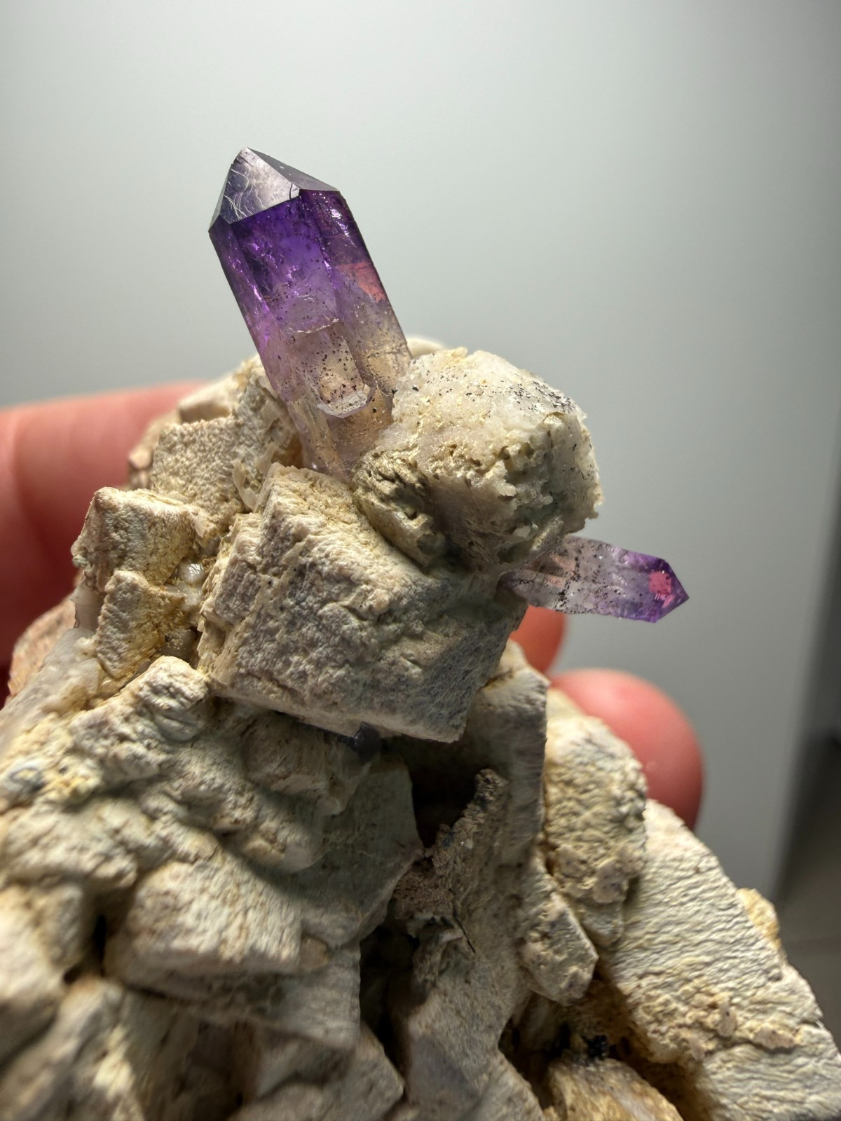 BEAUTIFUL OLD STOCK Amethyst on Feldspar- Brandberg Mts., Namibia- SALE $34