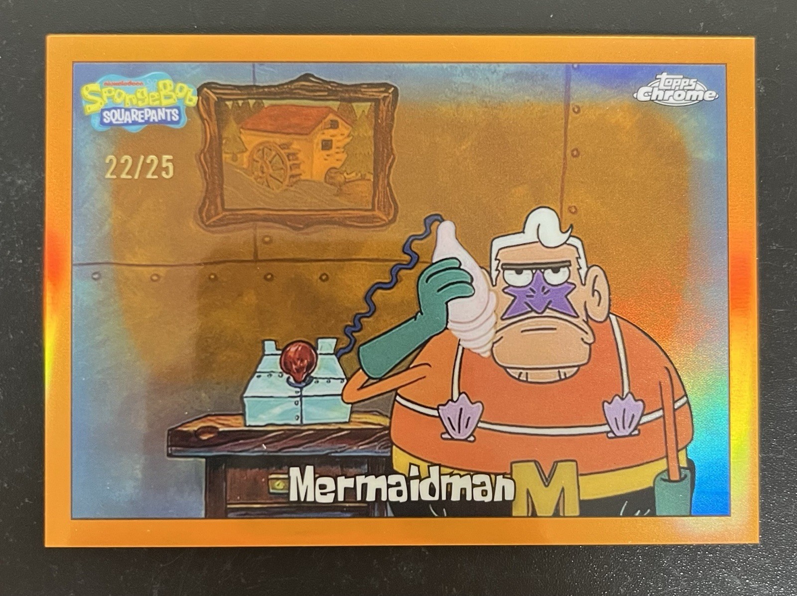 2025 Topps Chrome Spongebob Squarepants Mermaid Man Orange Refractor /25 🌊