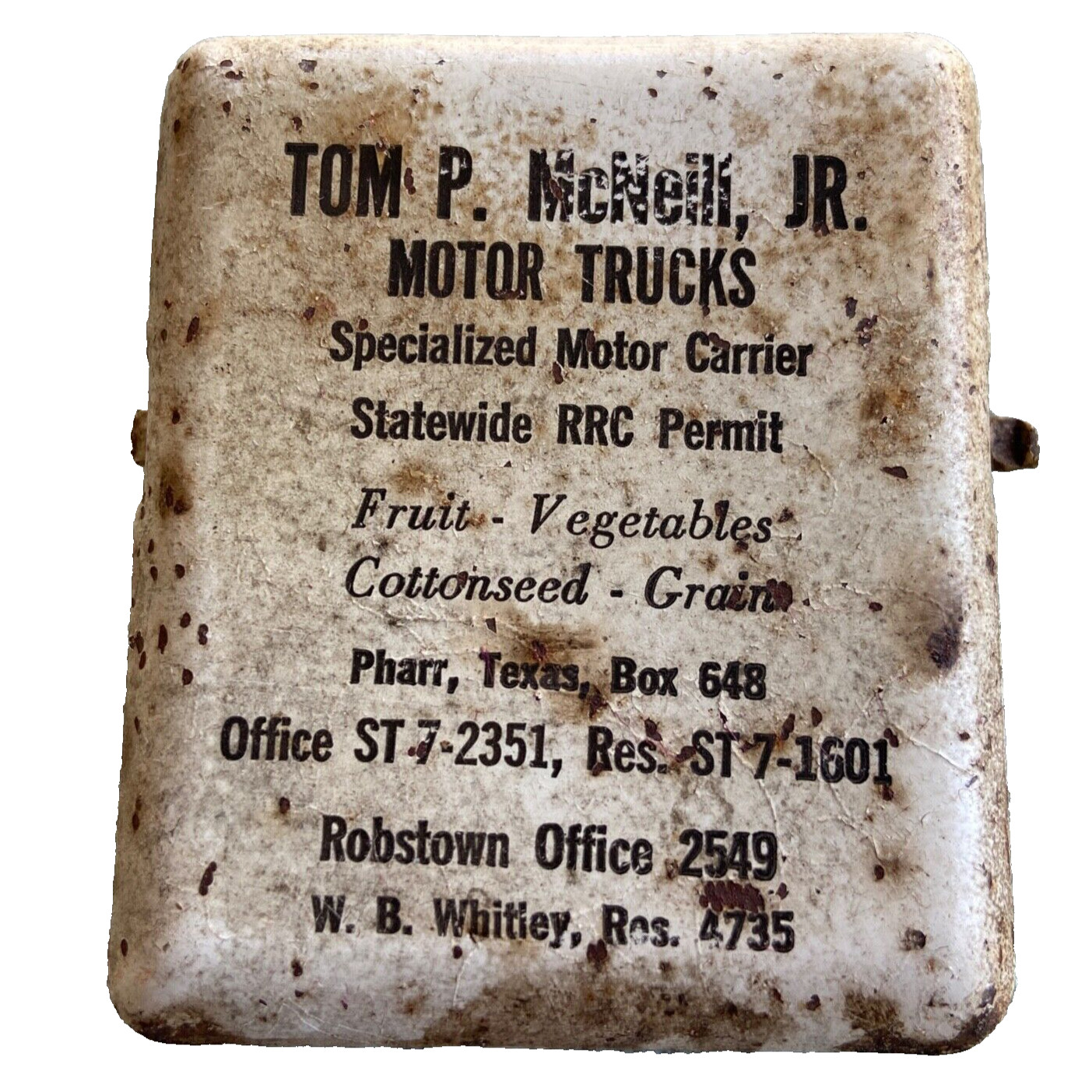 Tom P. McNeill Jr Motor Trucks Carrier Pharr Texas Paper Clip Vintage RobstownTX