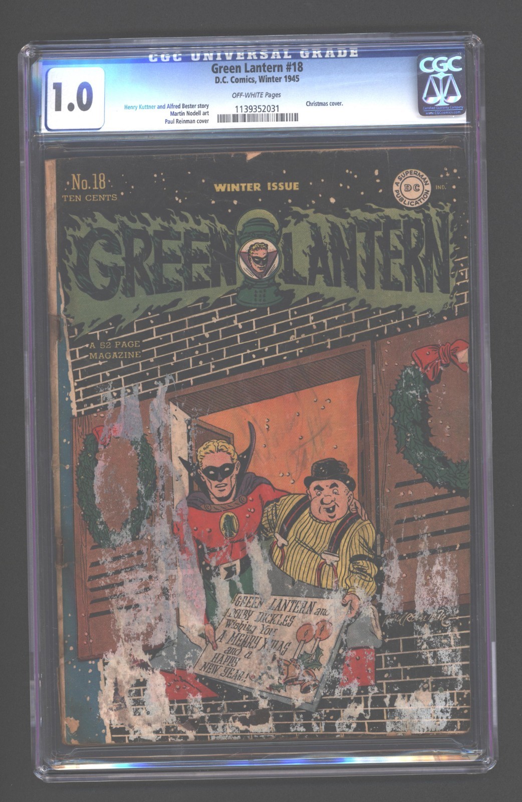 Green Lantern 18  CGC 1.0   Christmas Cover   1945    Low Grade Golden Age