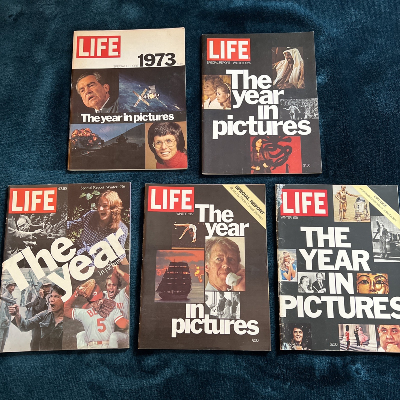 Collection Of 1970’s Life Magazines Year In Pictures 73,75,76,77 & 78