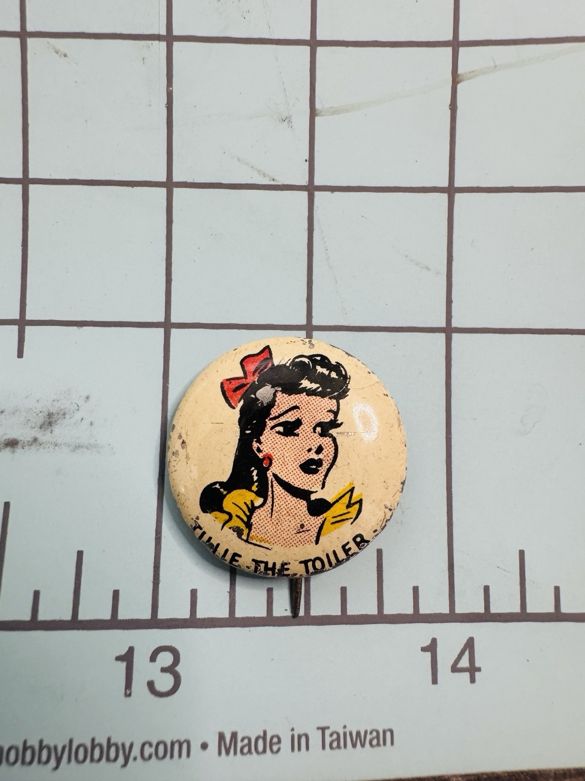 Vintage Tillie the Toiler Pinback Button Comic Strip Character Pin