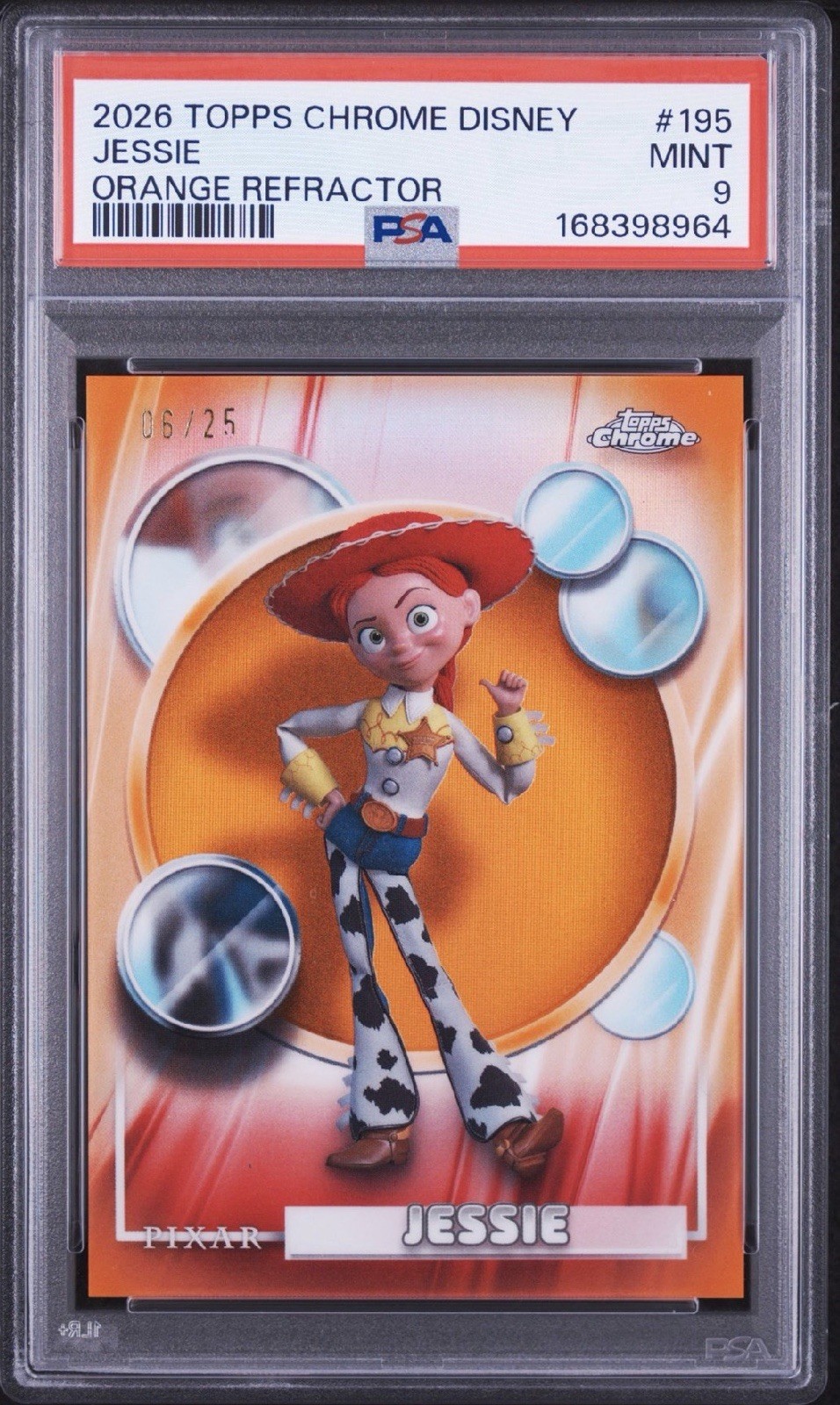2026 Topps Disney Chrome Jessie Orange Refractor /25 PSA 9 MINT #195