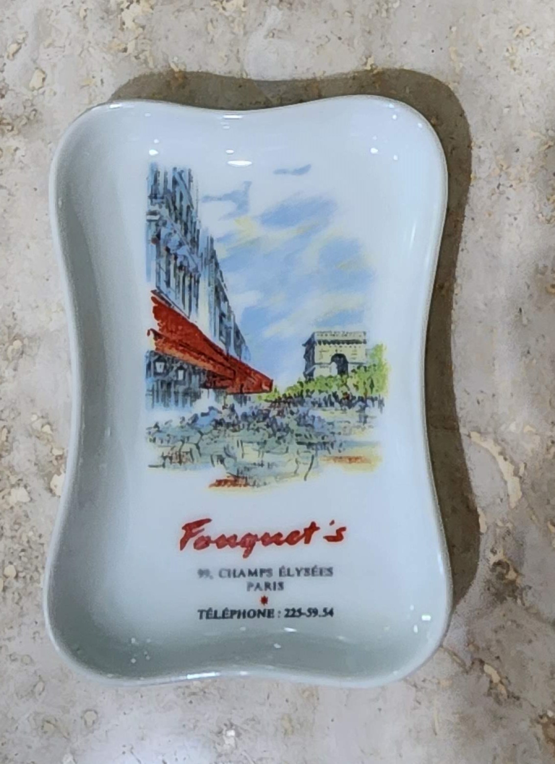 French Limoges Porcelain Catchall Tray Fouquets Paris Arc de Triomphe Ring Dish