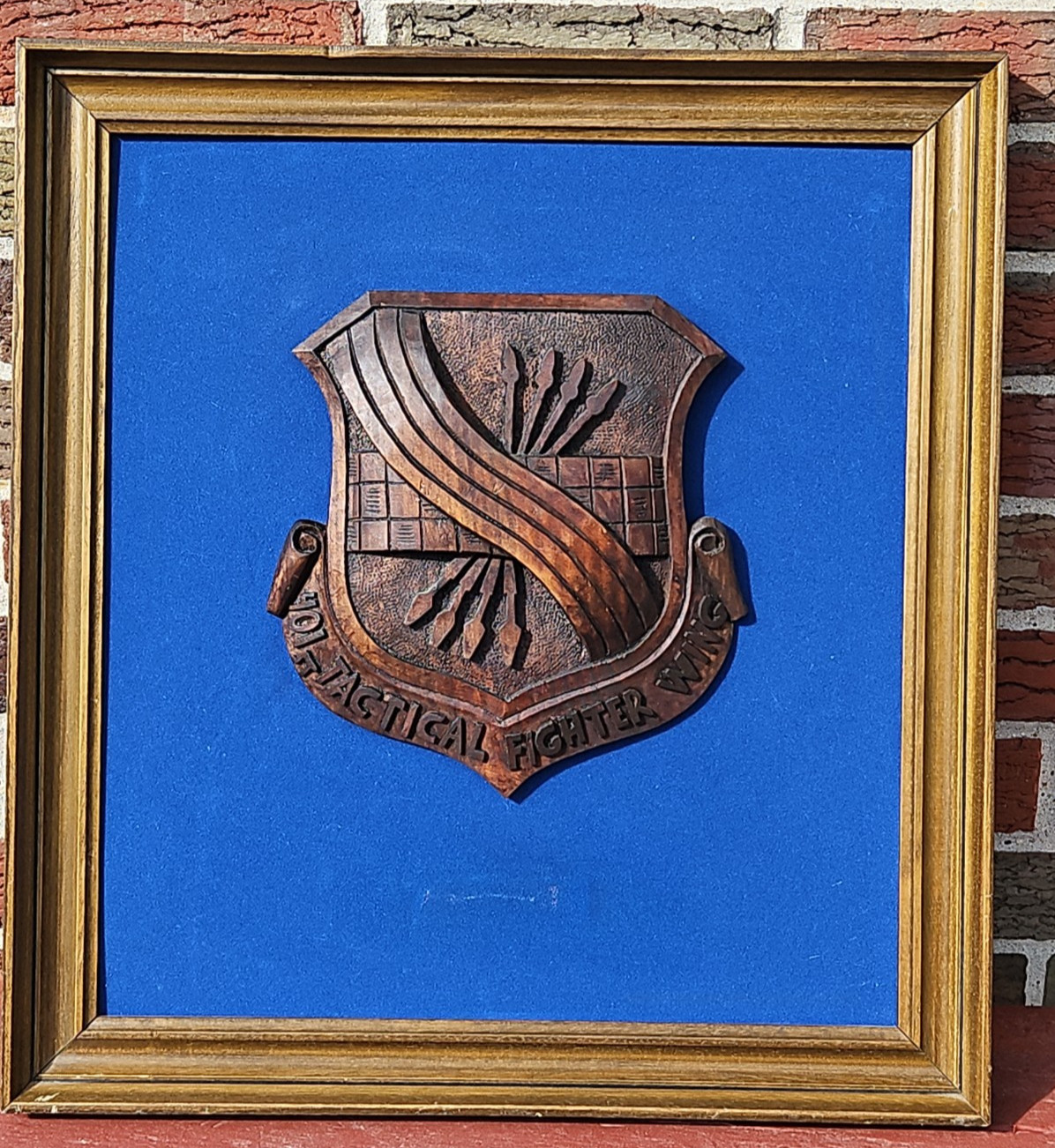 Vintage US Air Force 401st Tactical Fighter Wing Wood Display Plaque USAF