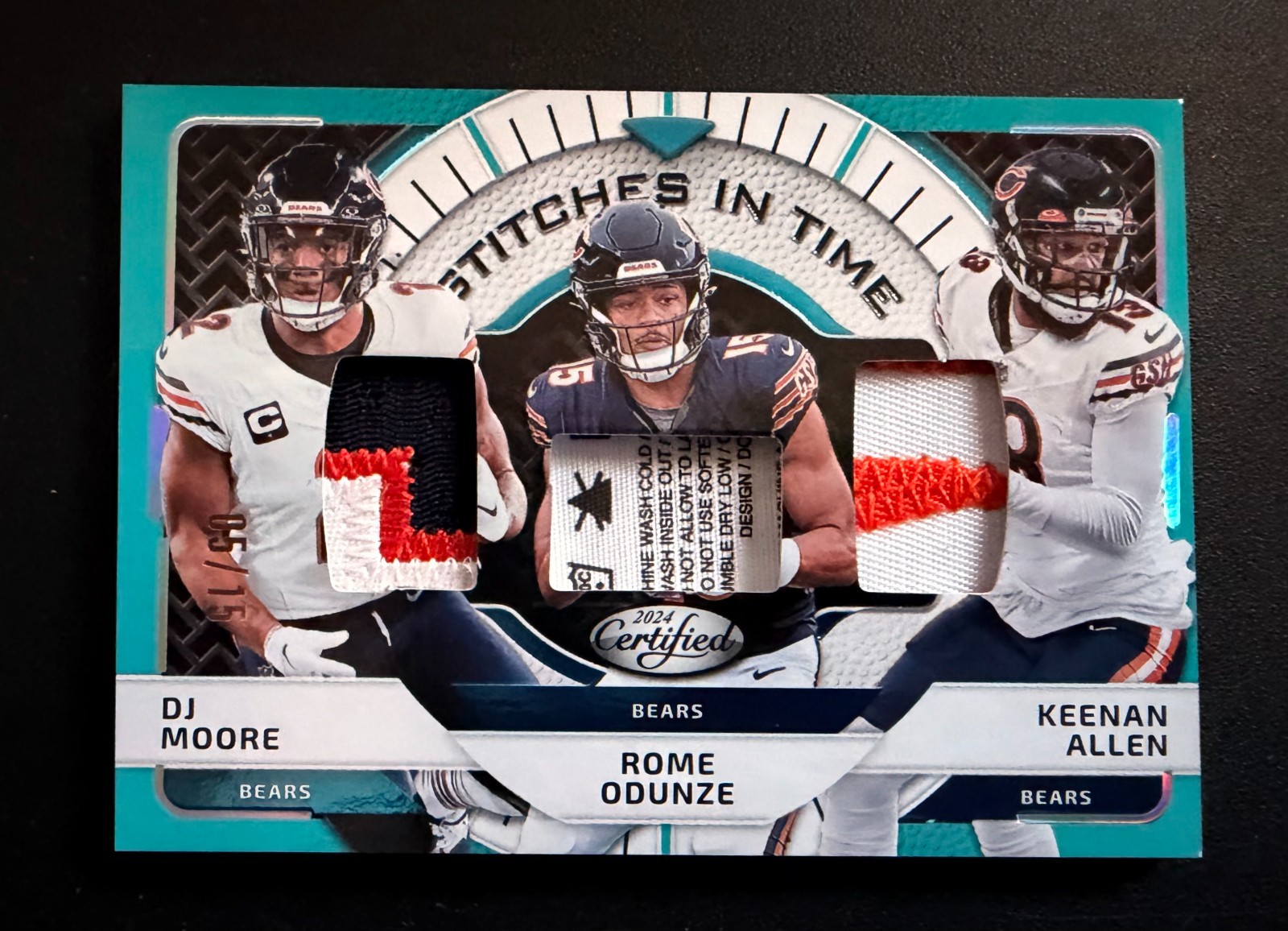 2024 Panini Chicago Bears Triple patch #'d5/15 DJ Moore Rome Odunze Keenan Allen