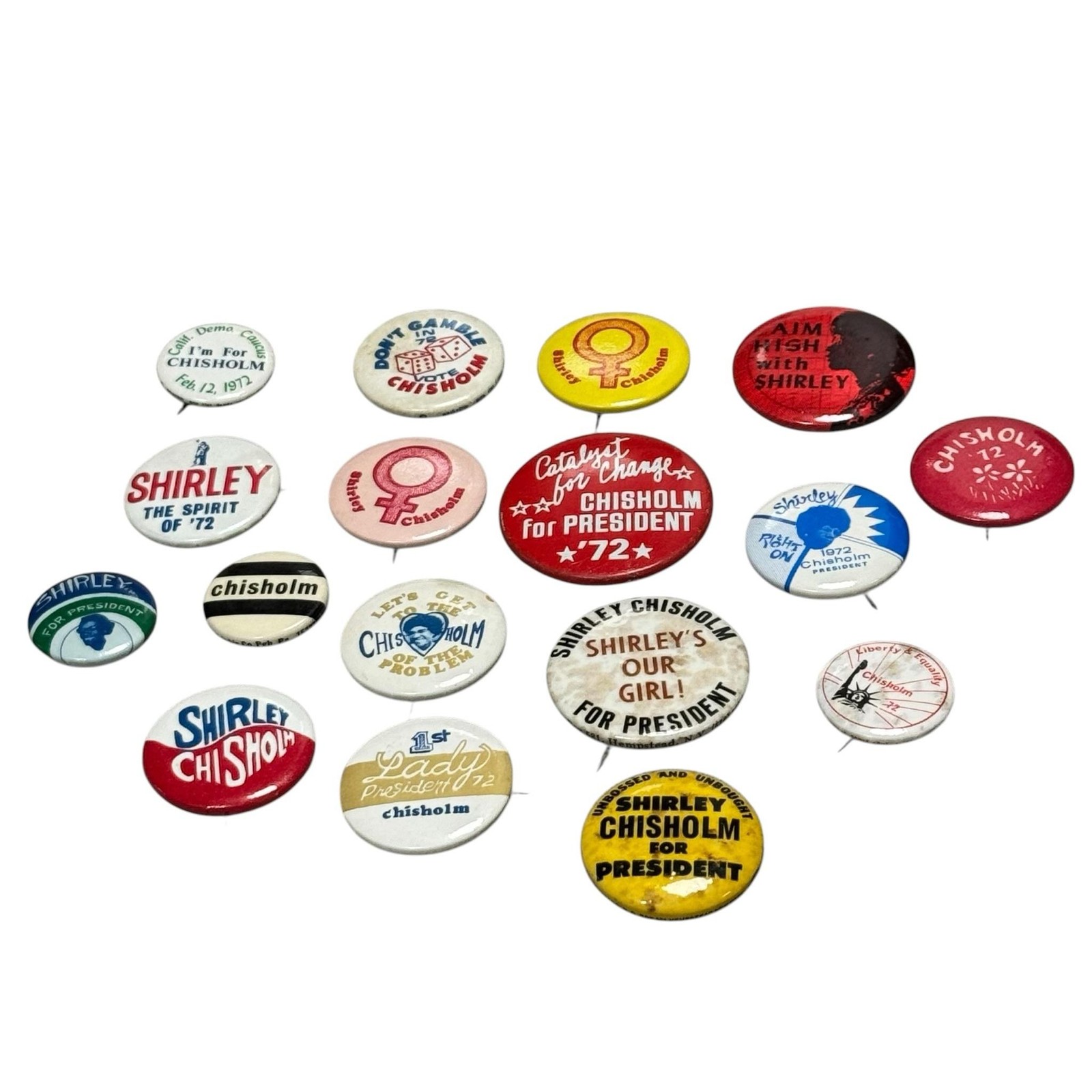 Vintage Shirley Chisholm 1972 Campaign Pinback Buttons Lot 17 Political