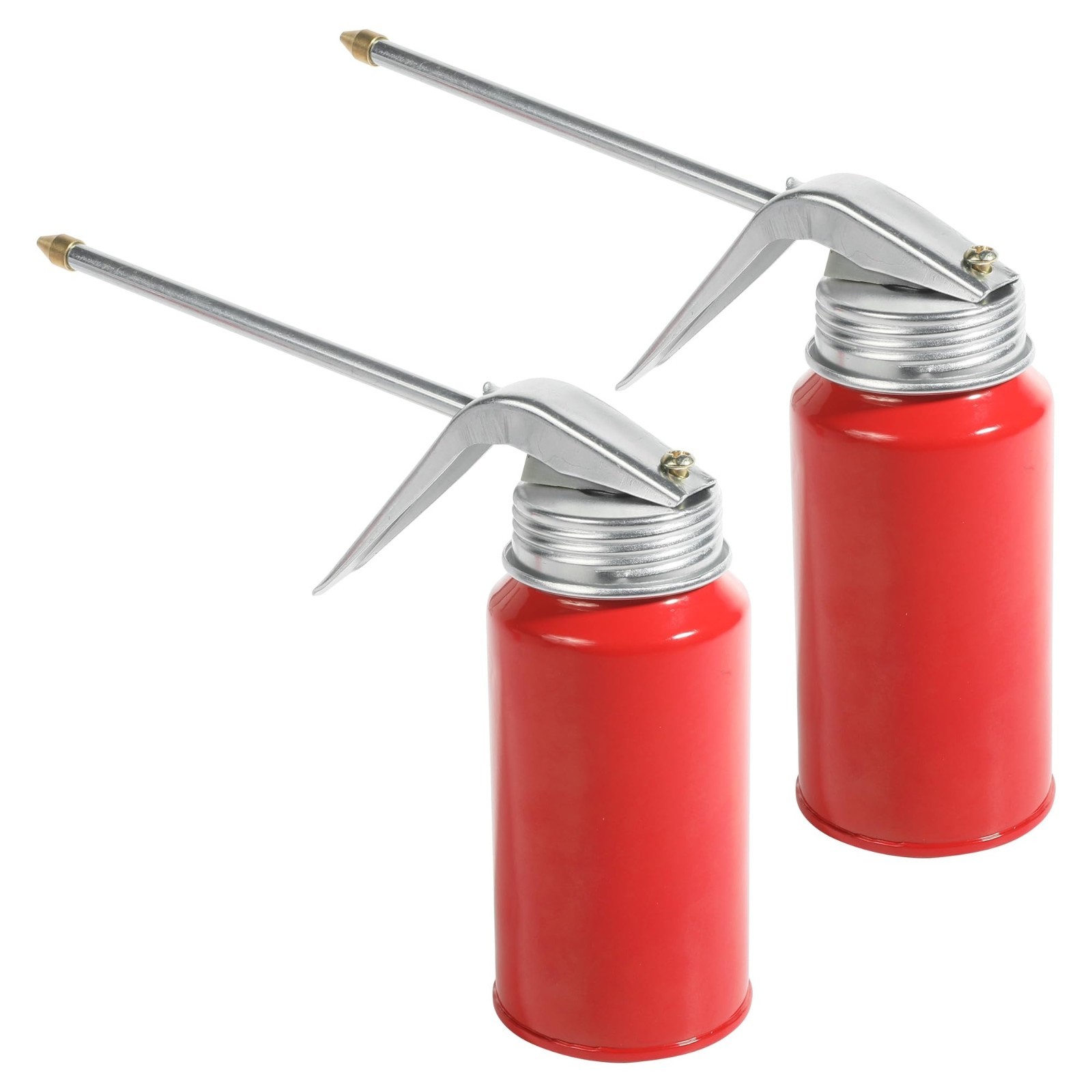 2 Pieces Oil Can Pump Oiler Motor Oil Dispenser Metal Oil Can With Spout Red New