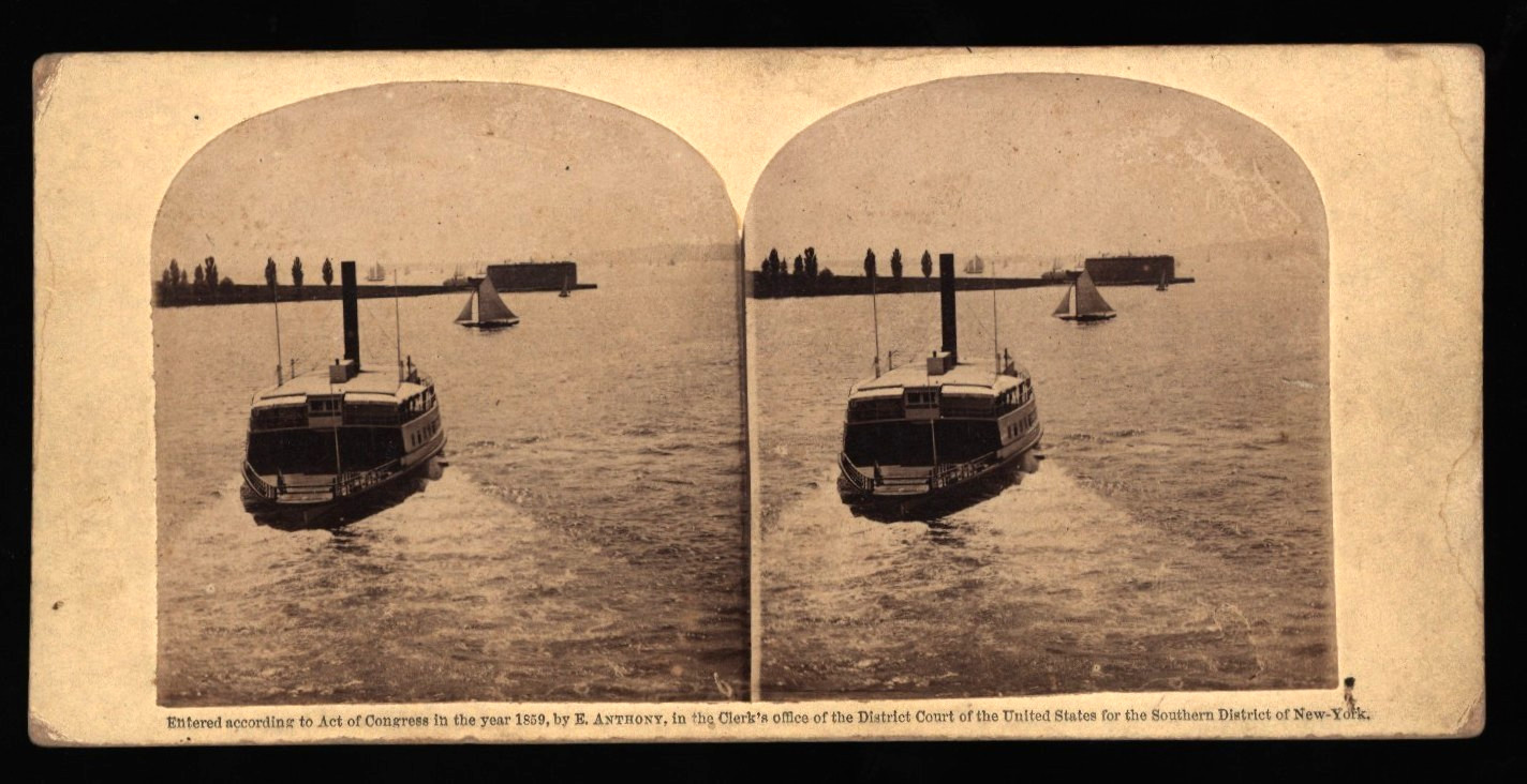 139) STATEN ISLAND SEAMBOAT WITH CASTLE WILLIAM IN THE DISTANCE~ANTHONY~ No.6