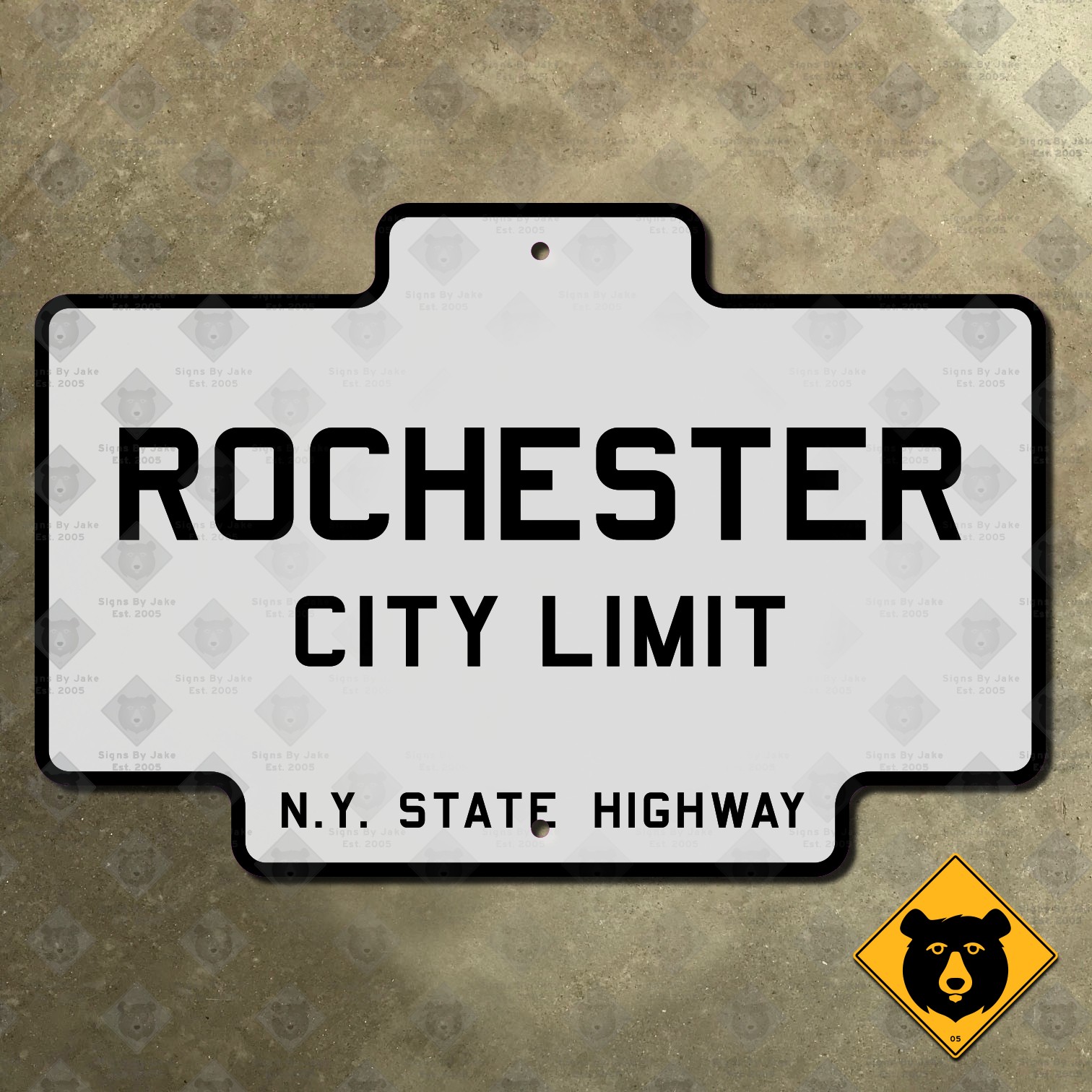 Rochester New York city limit state highway road sign 1922 marker boundary 21x14
