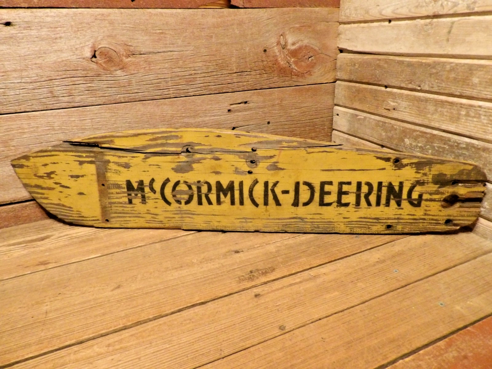 Vintage Antique McCormick- Deering Hay Swath Wood Board Farm Country Advertising