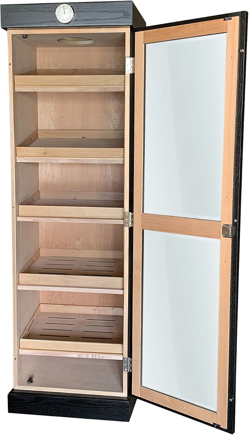 Humidor Supreme Premium Large Cigar Humidor Cabinet, Shelves, Black -3000 Cigars