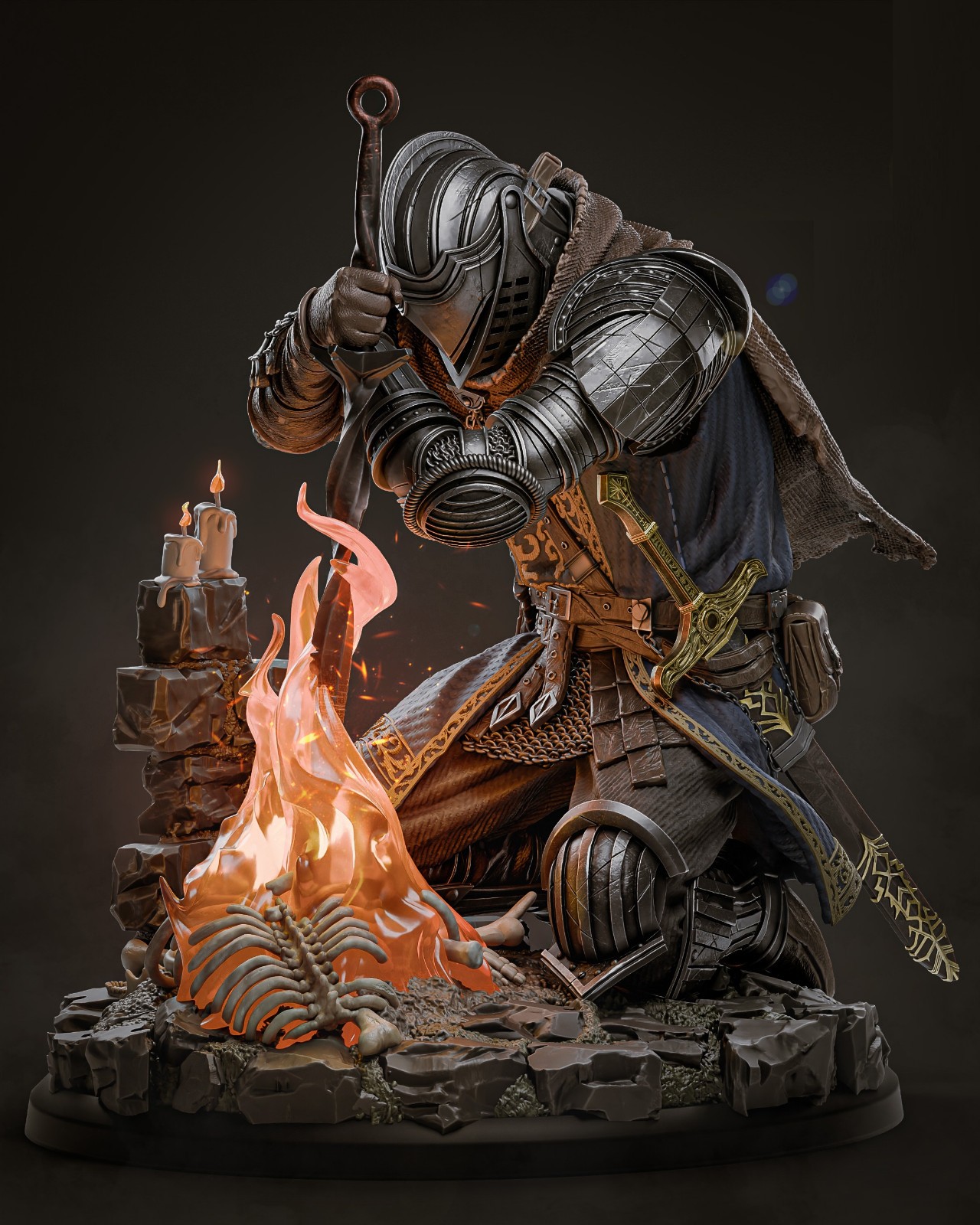 Painted Ashen One Statue 1/4 Figure