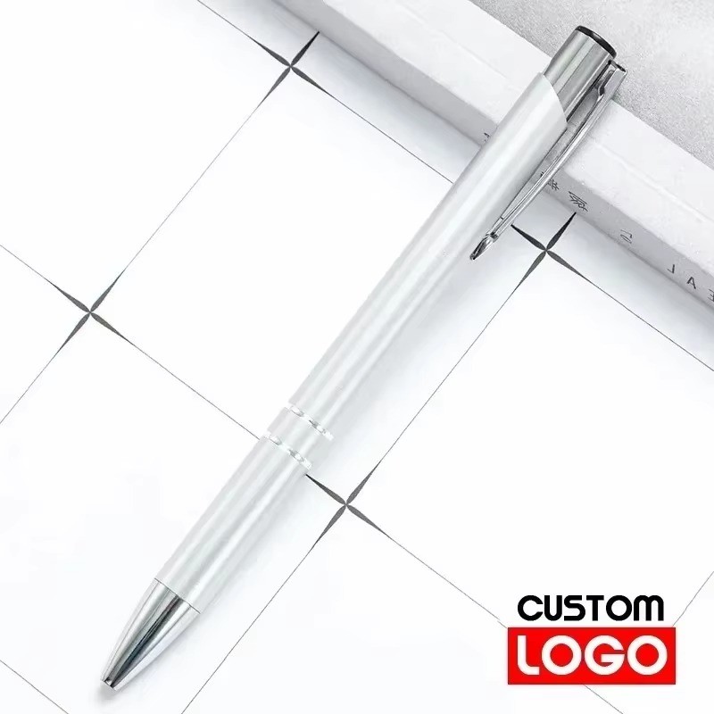 20-200pcs Metal Ballpoint Pen Laser Engraved Custom Logo Advertising Pen