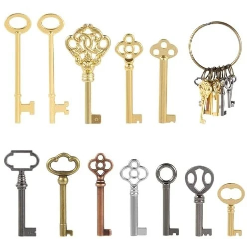 12pcs Skeleton Key Set | Universal Hollow Barrel Keys for Antique Cabinet Door