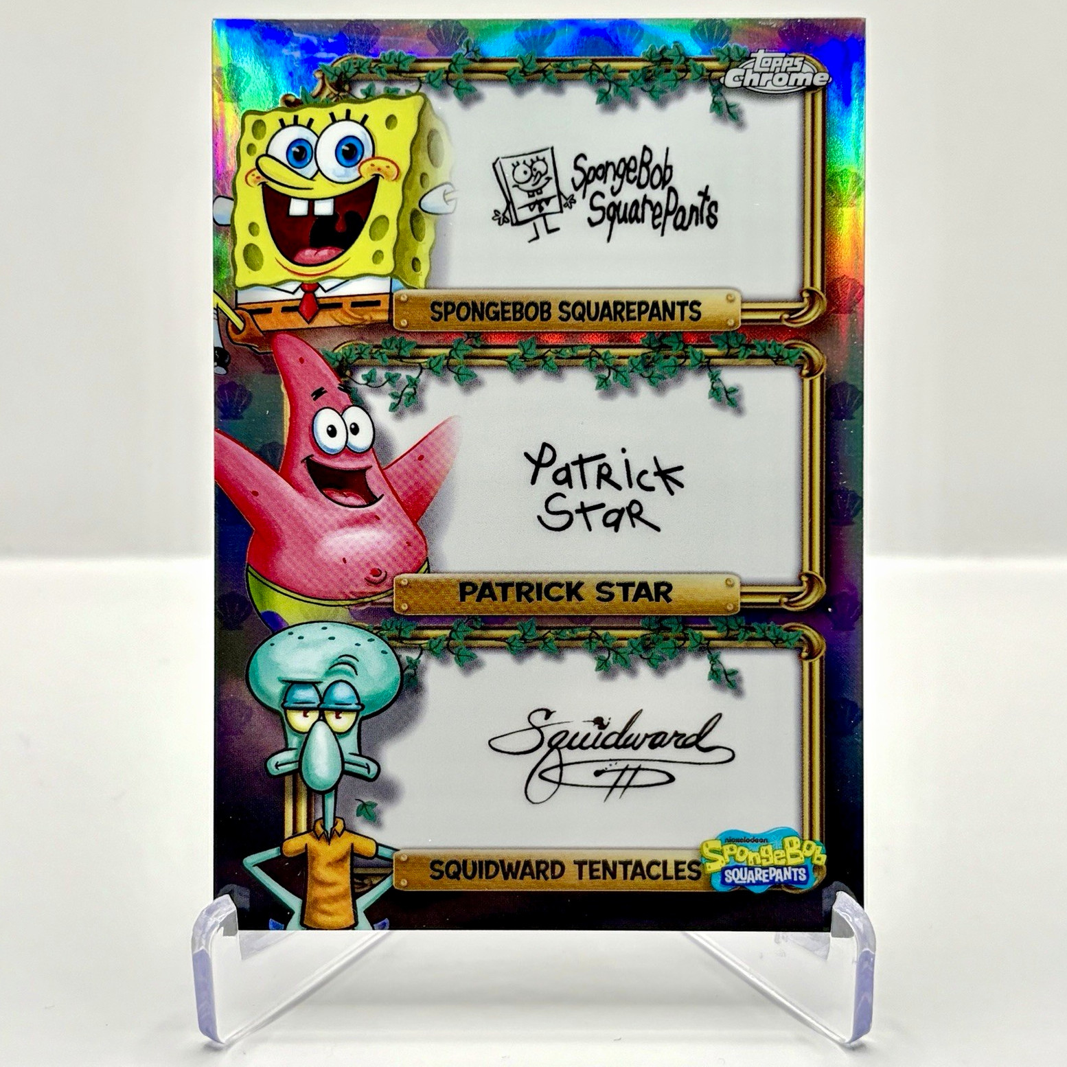 2025 Topps SpongeBob Chrome VIP Trio Triple Auto SpongeBob/Patrick/Squidward