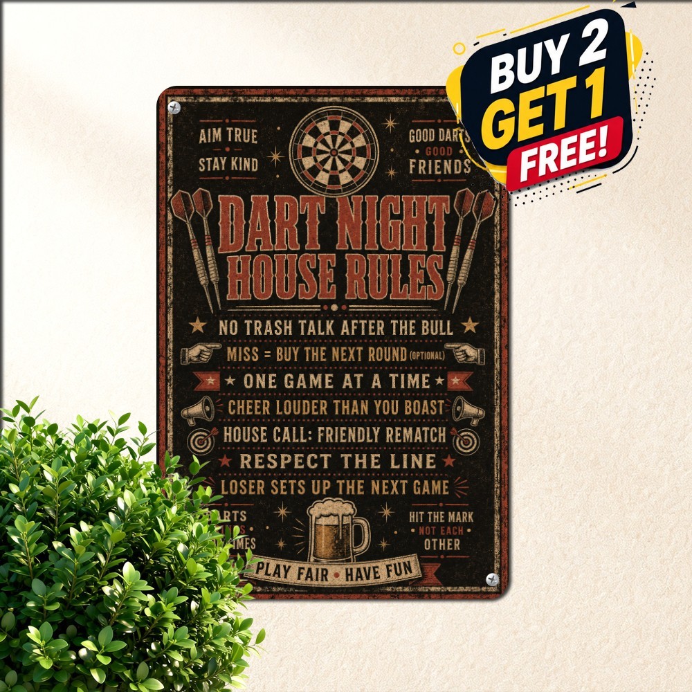 vintage dart rules poster center bold title distressed