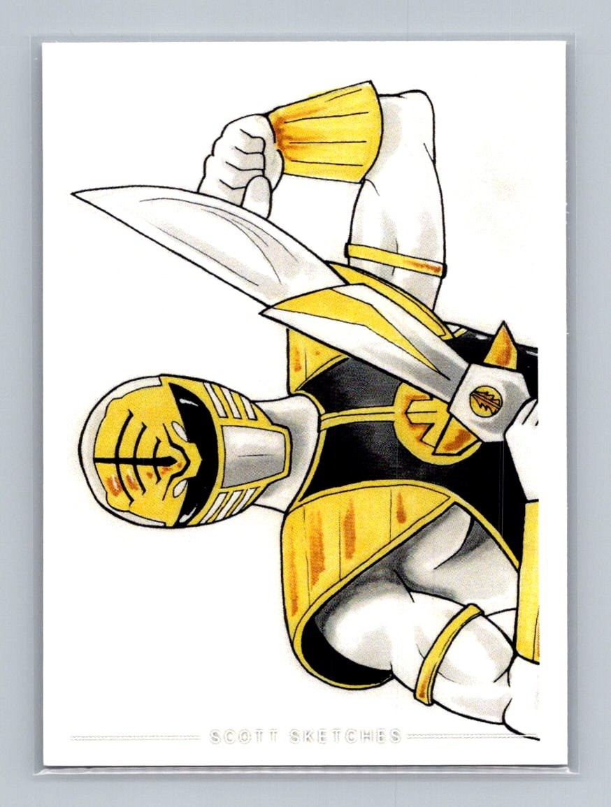 Power Ranger, White - Scott Sketches Trading Card Print Fan Art