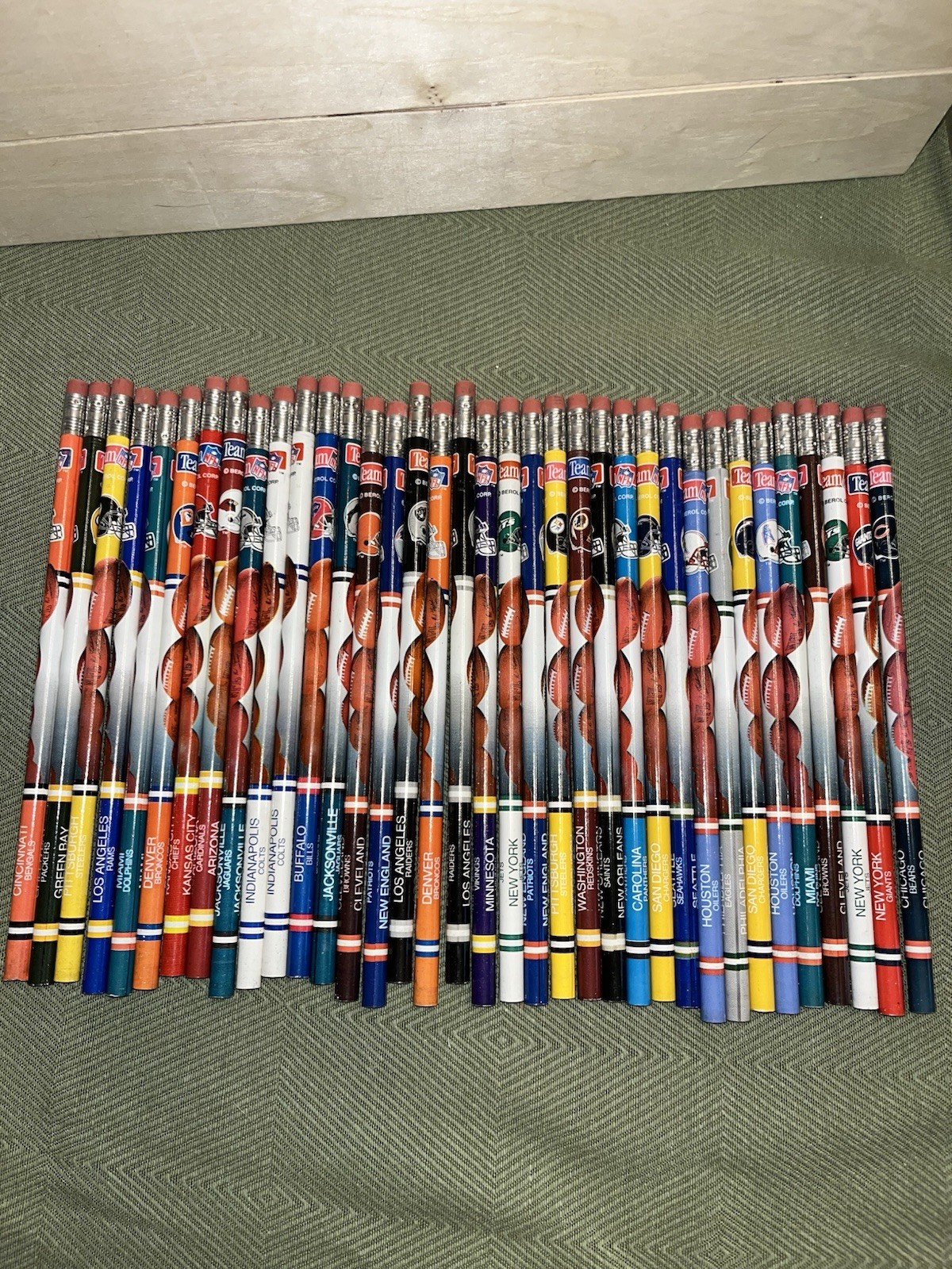 Vintage Lot Of 36 NFL Pencils 90s Berol Corp Football Collectible