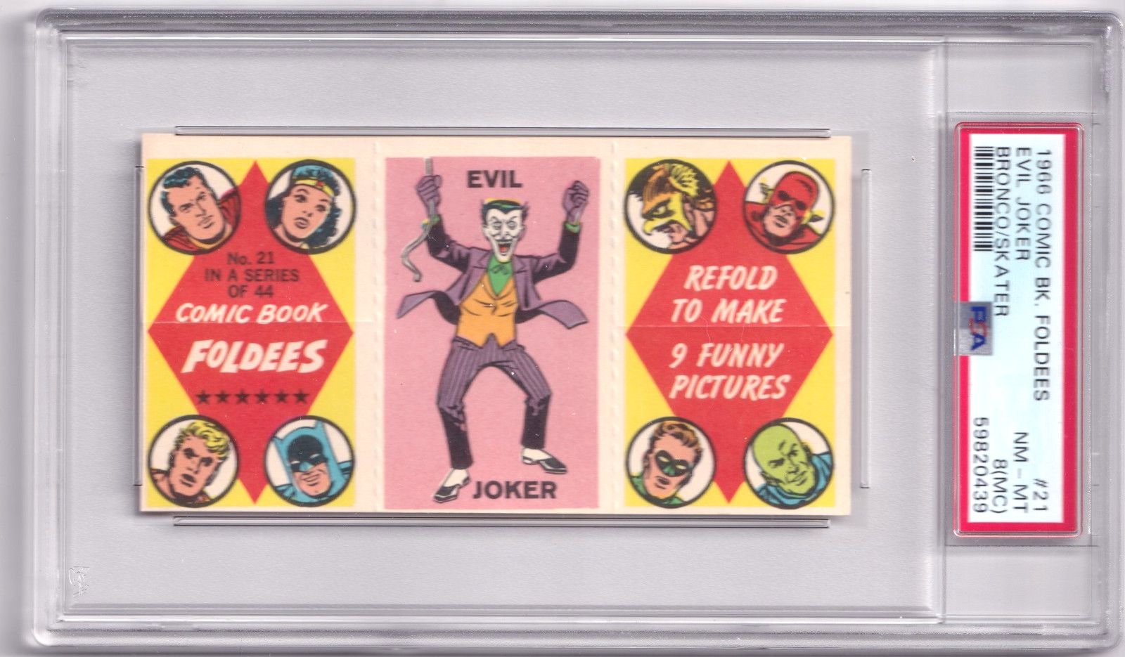 1966 Comic Book Foldees #21 EVIL JOKER / BRONCO / SKATER PSA 8(MC)