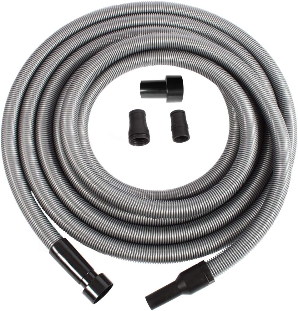 94159 Premium 30 Ft. Shop Vacuum Hose with Power Tool Adapter Set Silver