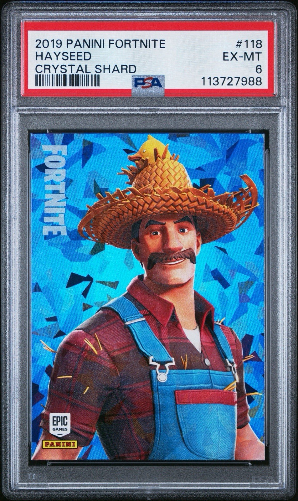 Panini 2019 Fortnite Crystal Shard #118 Hayseed PSA 6 Graded Trading Card Panini 2019 Fortnite Crystal Shard #118 Hayseed PSA 6 Graded Trading Card